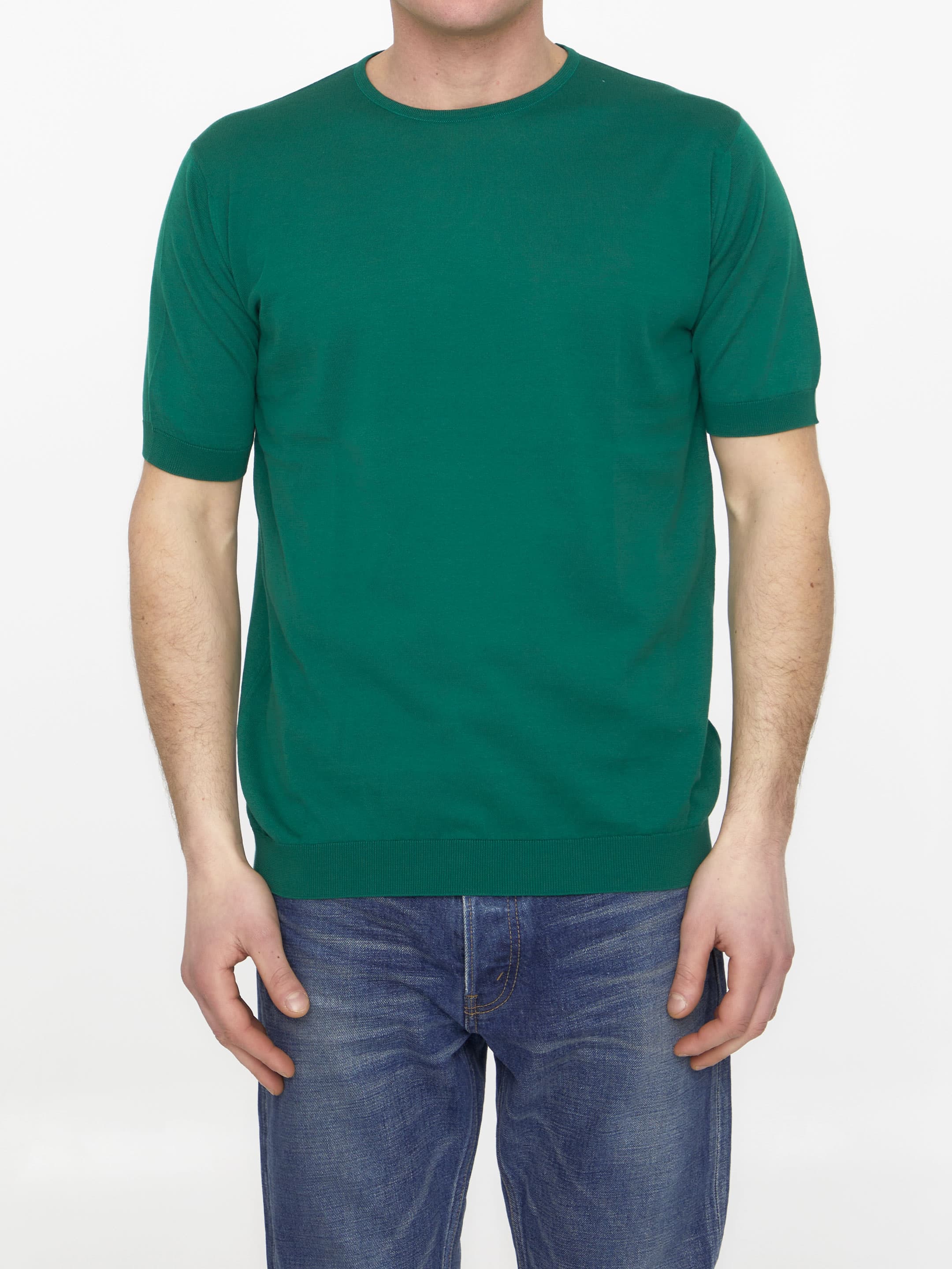 JOHN SMEDLEY Emerald Green Cotton Jumper