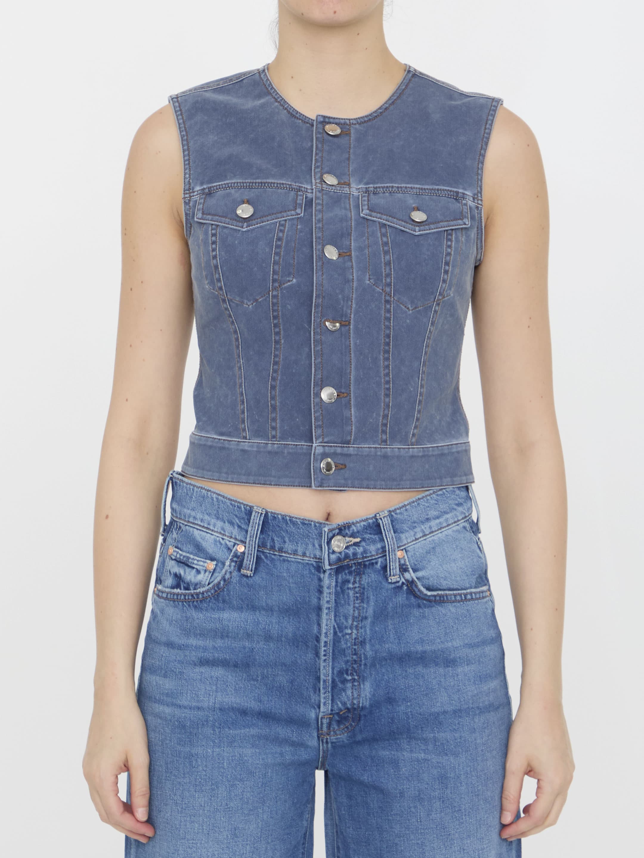 Alexander Wang Vest in Denim Trompe-l'oeil