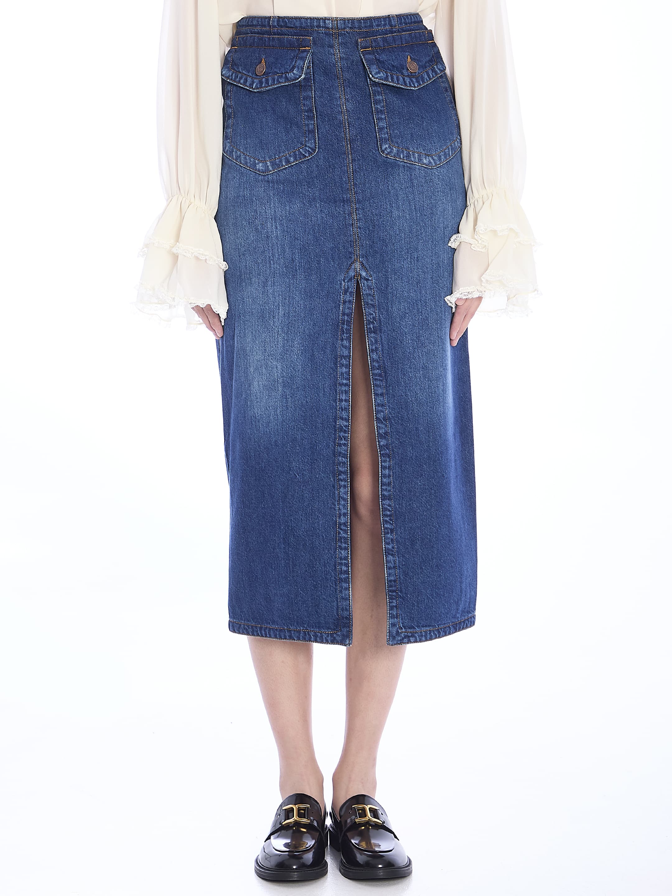 Chloé CHLOE Denim Midi Skirt