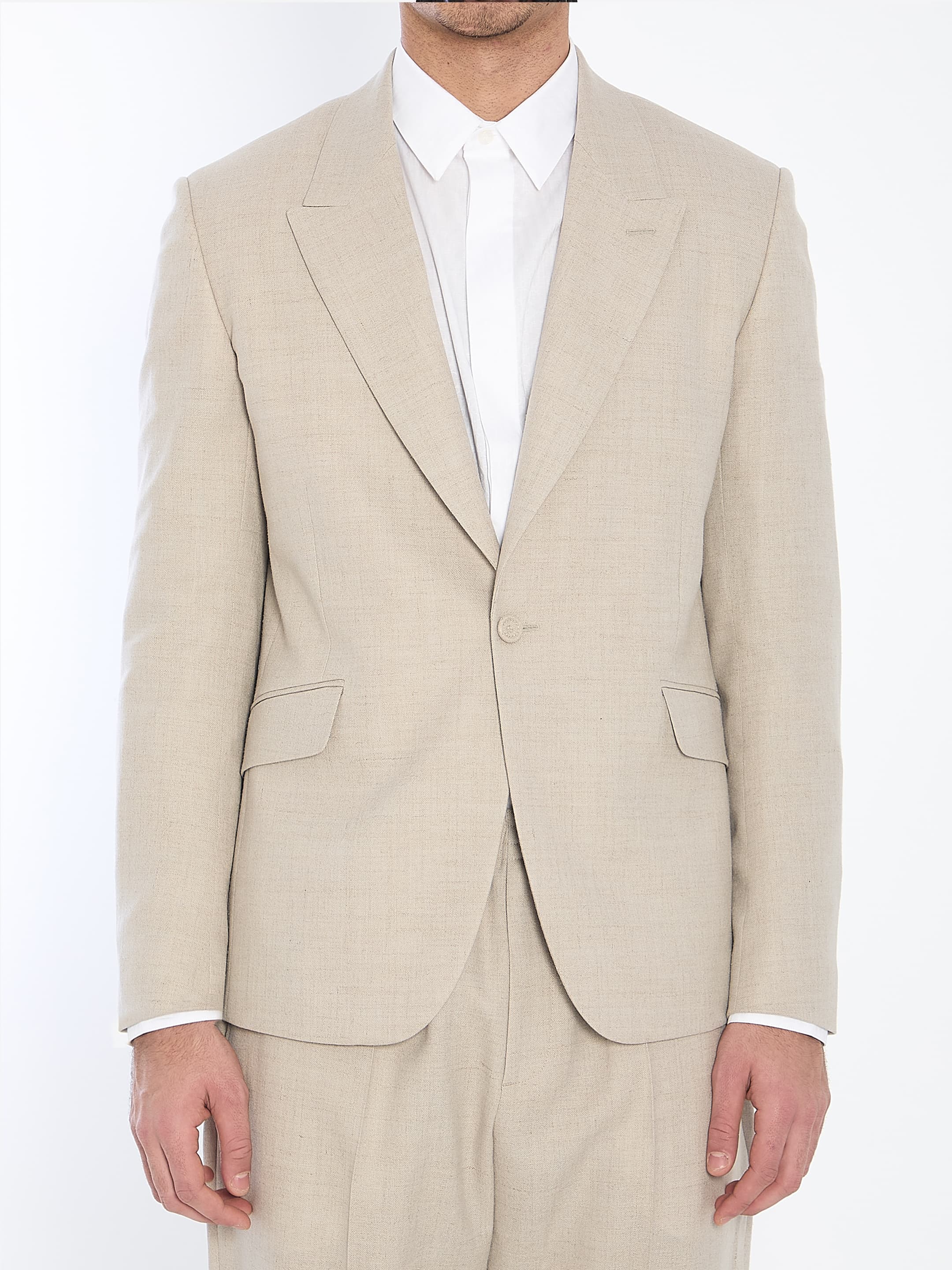 Dior HOMME Wool and Linen Blend Single-breasted Jacket