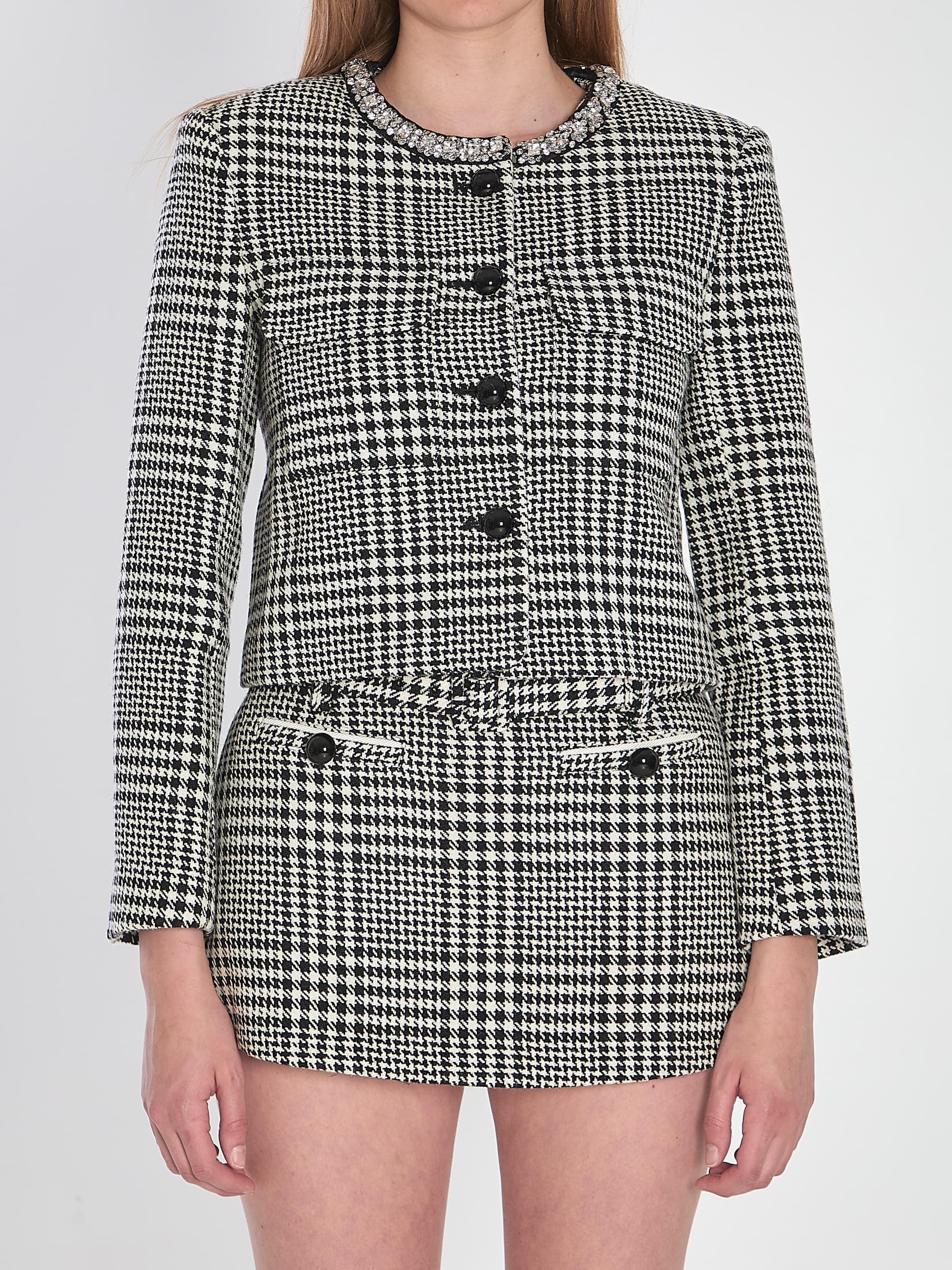 Self-Portrait SELF PORTRAIT Houndstooth Cropped Jacket