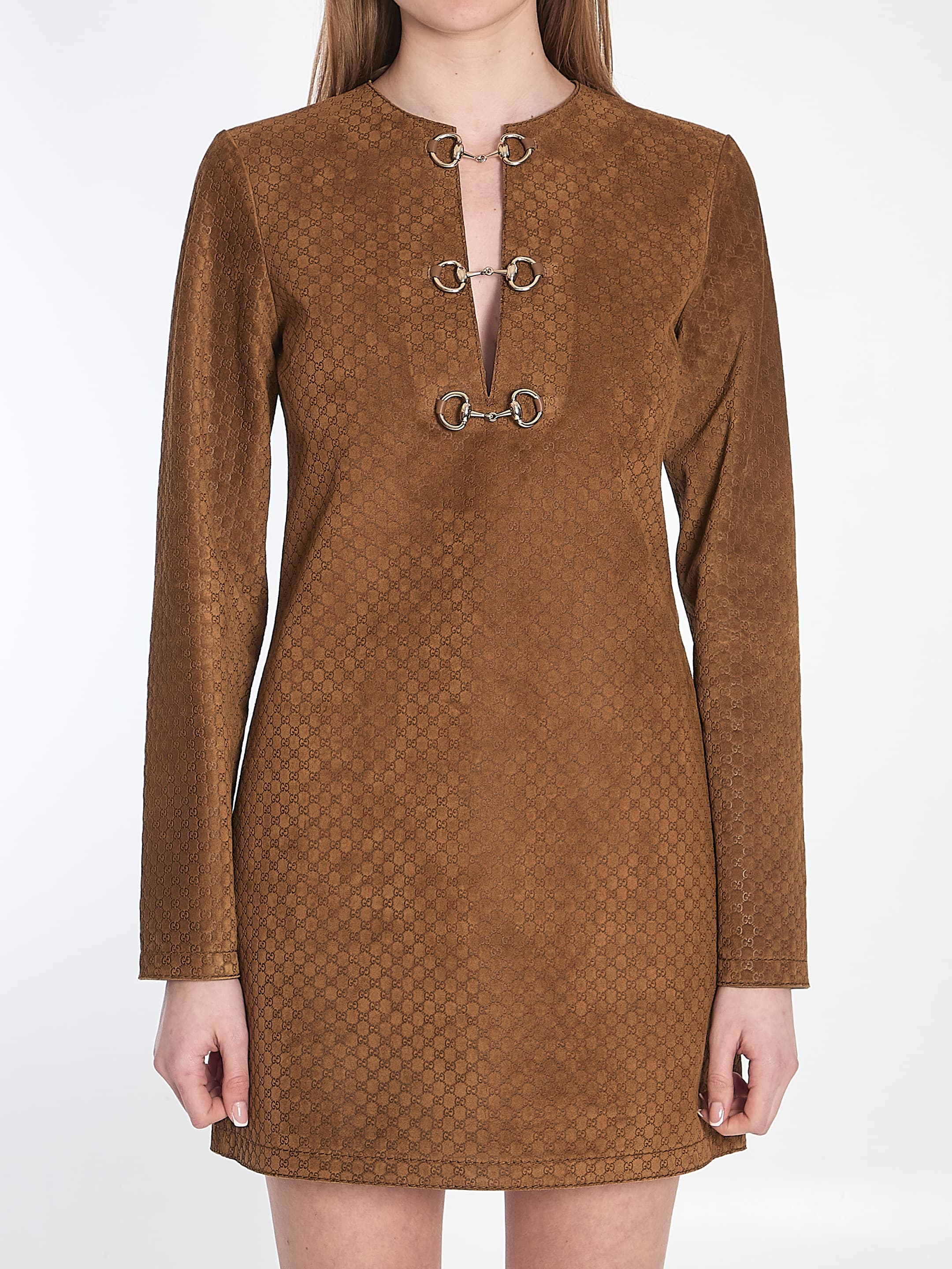 Gucci Gg Suede Mini Dress