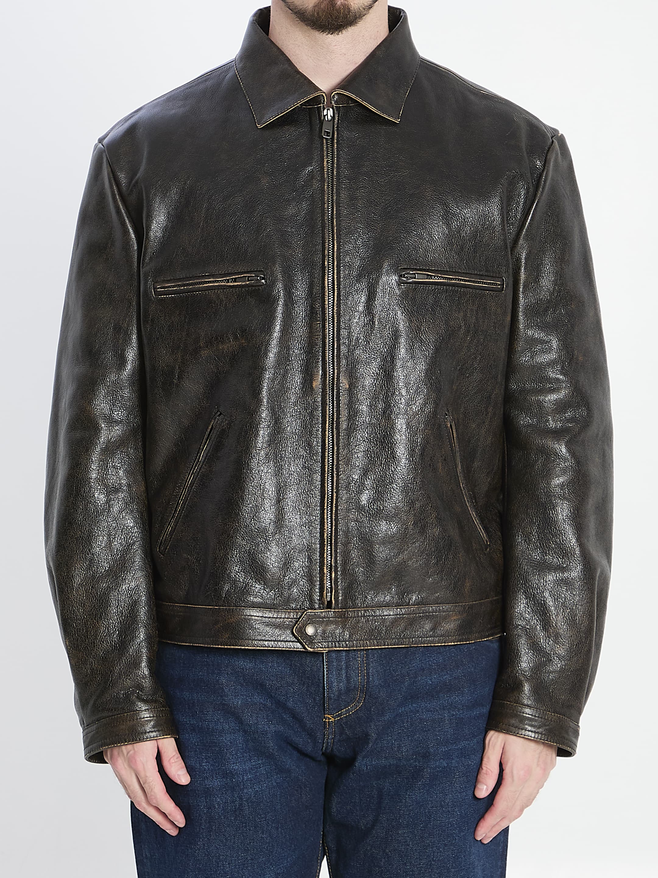 Dolce&Gabbana Aged-effect Leather Jacket