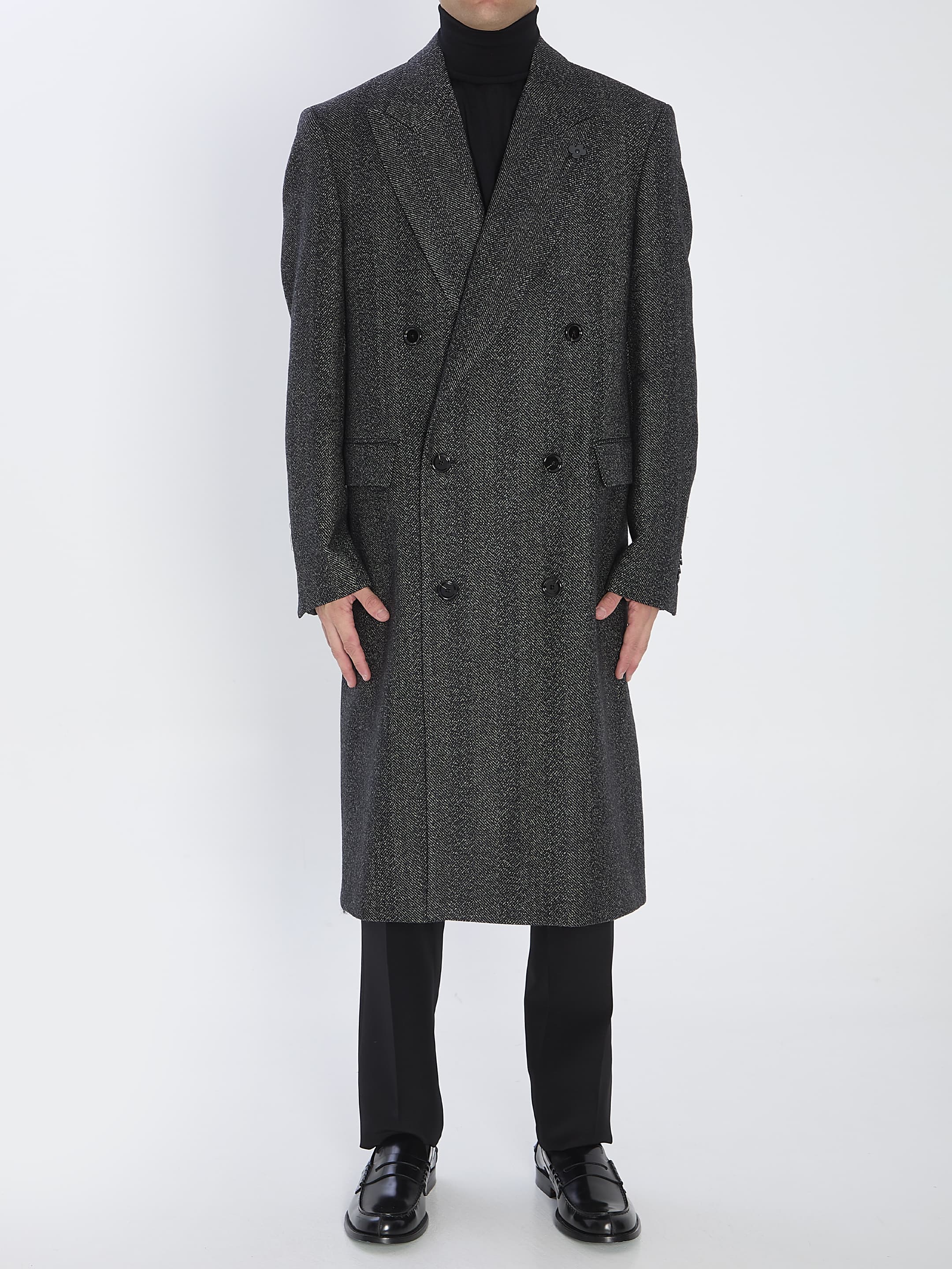 LARDINI Double-breasted Wool Coat