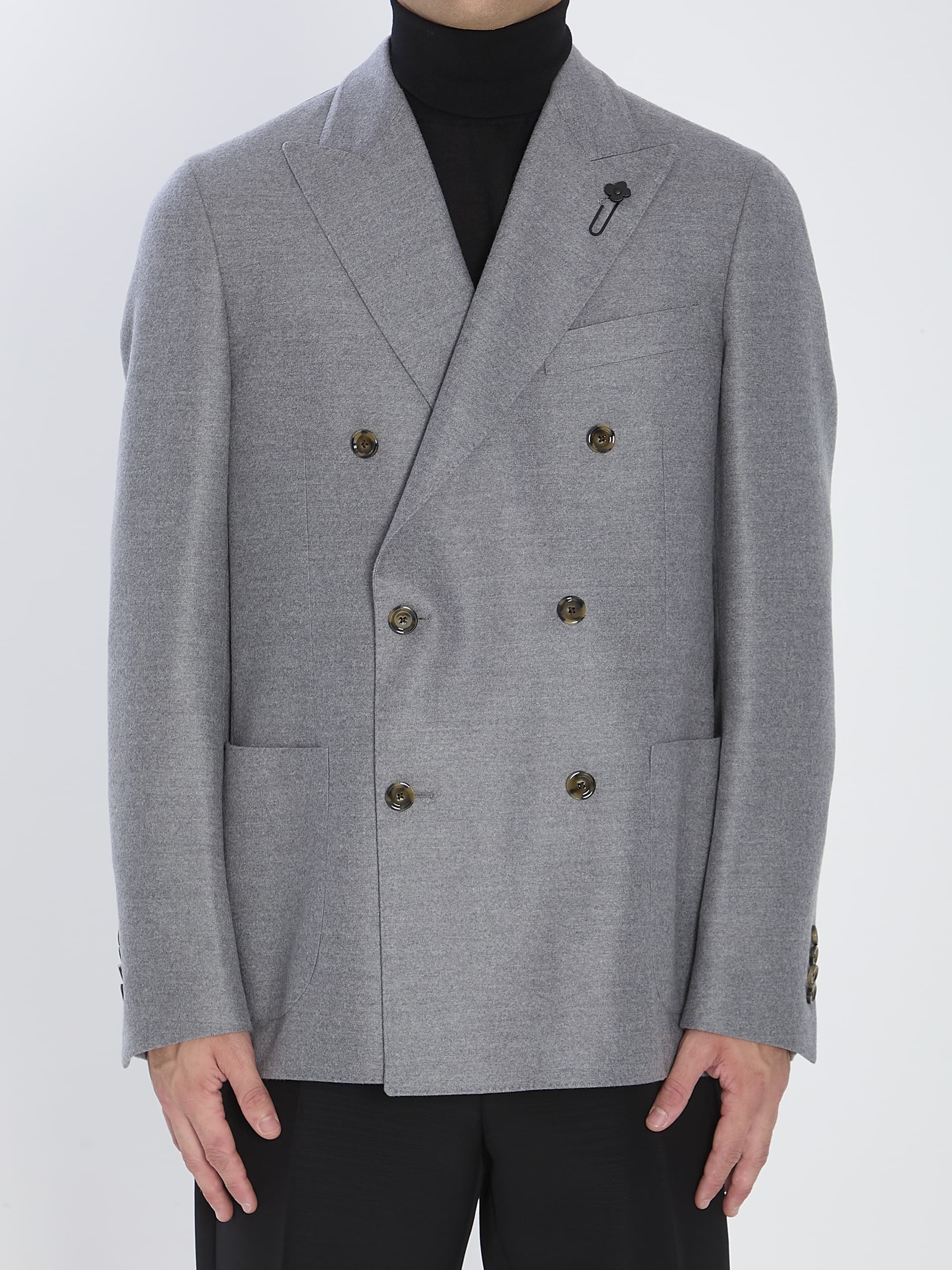 LARDINI Double-breasted Jacket in Pure Virgin Wool