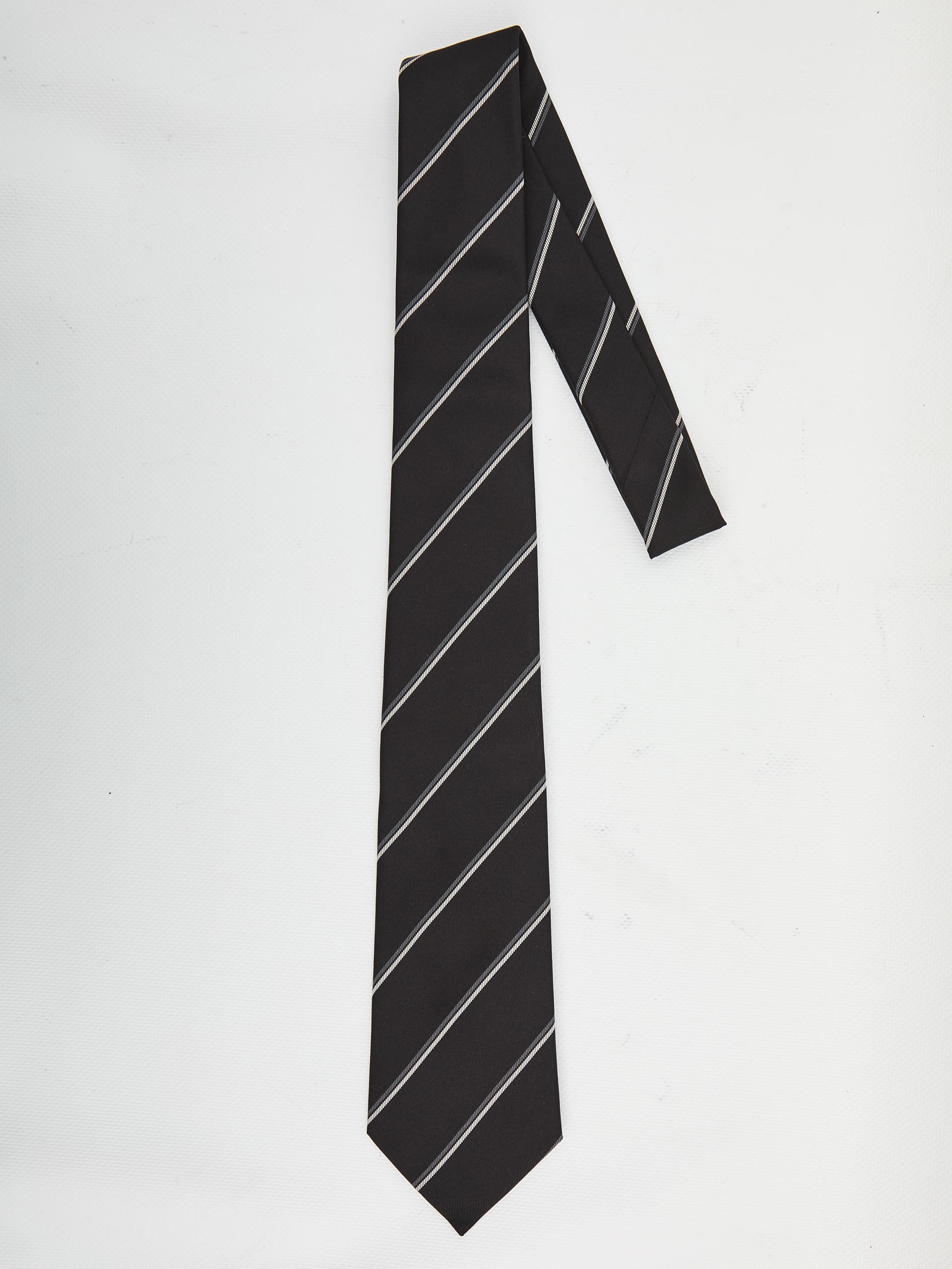 Saint Laurent Striped Wide Tie in Silk