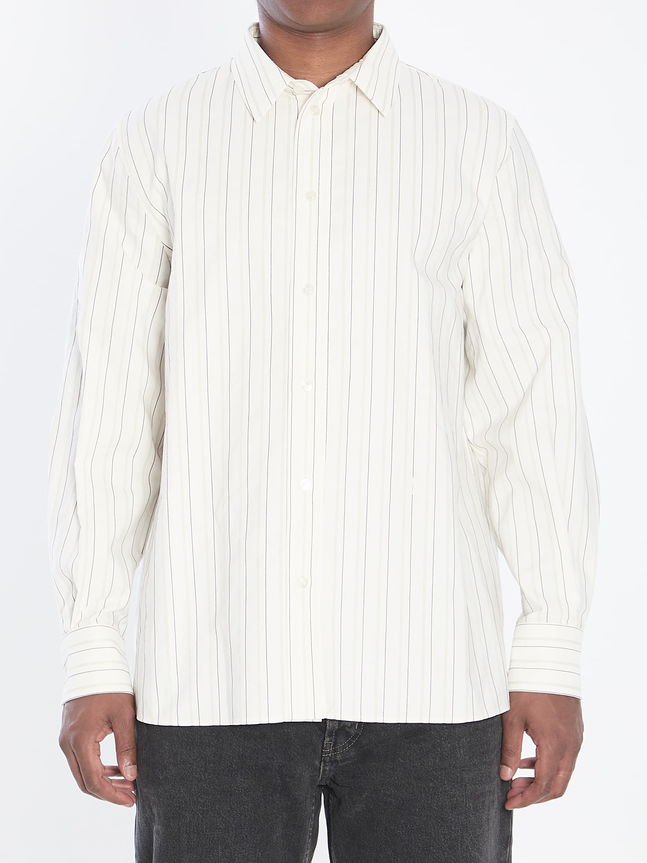 Saint Laurent Cassandre Shirt in Striped Cotton