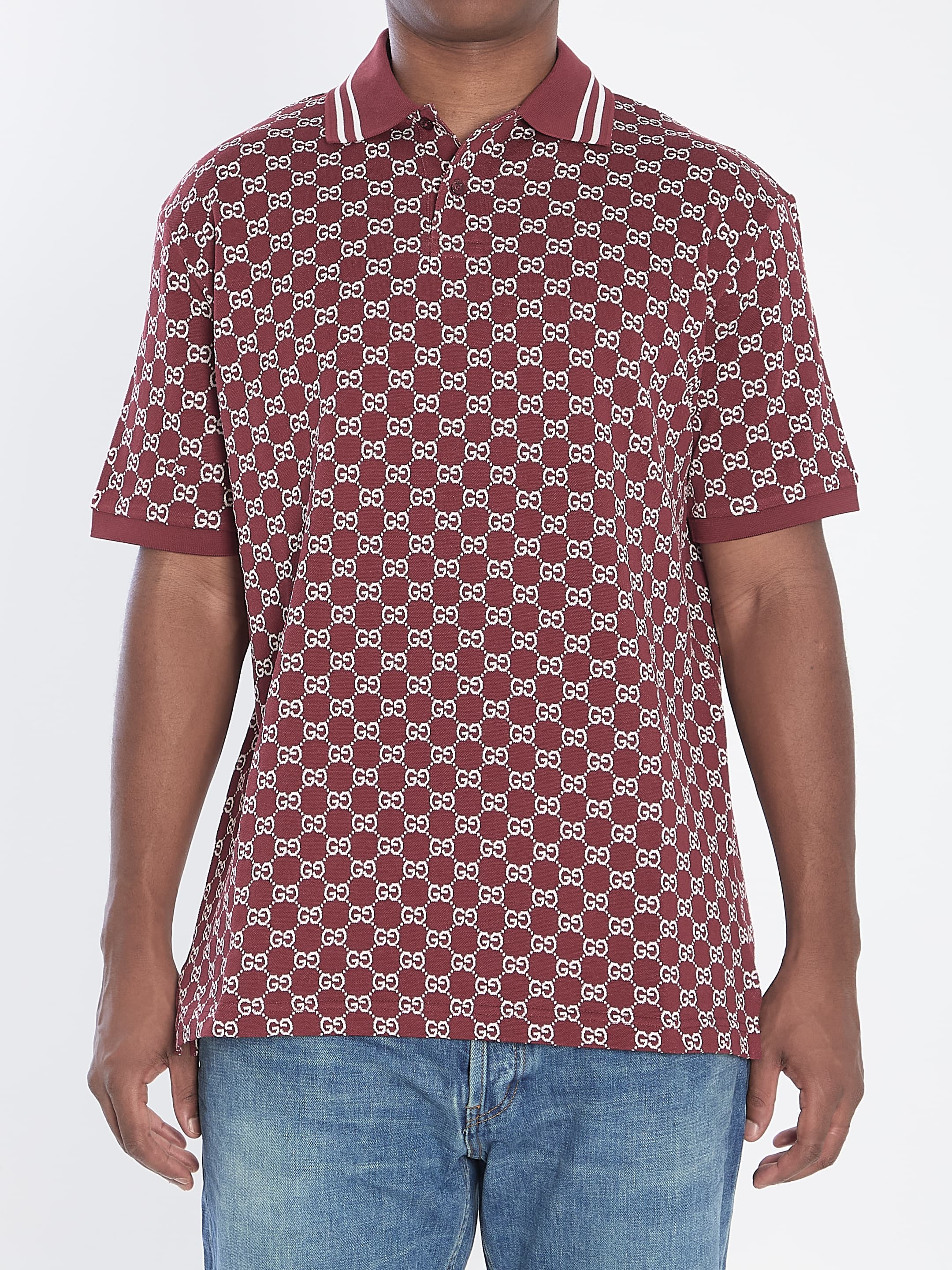 Gucci Polo in Gg Jacquard Cotton Piqué