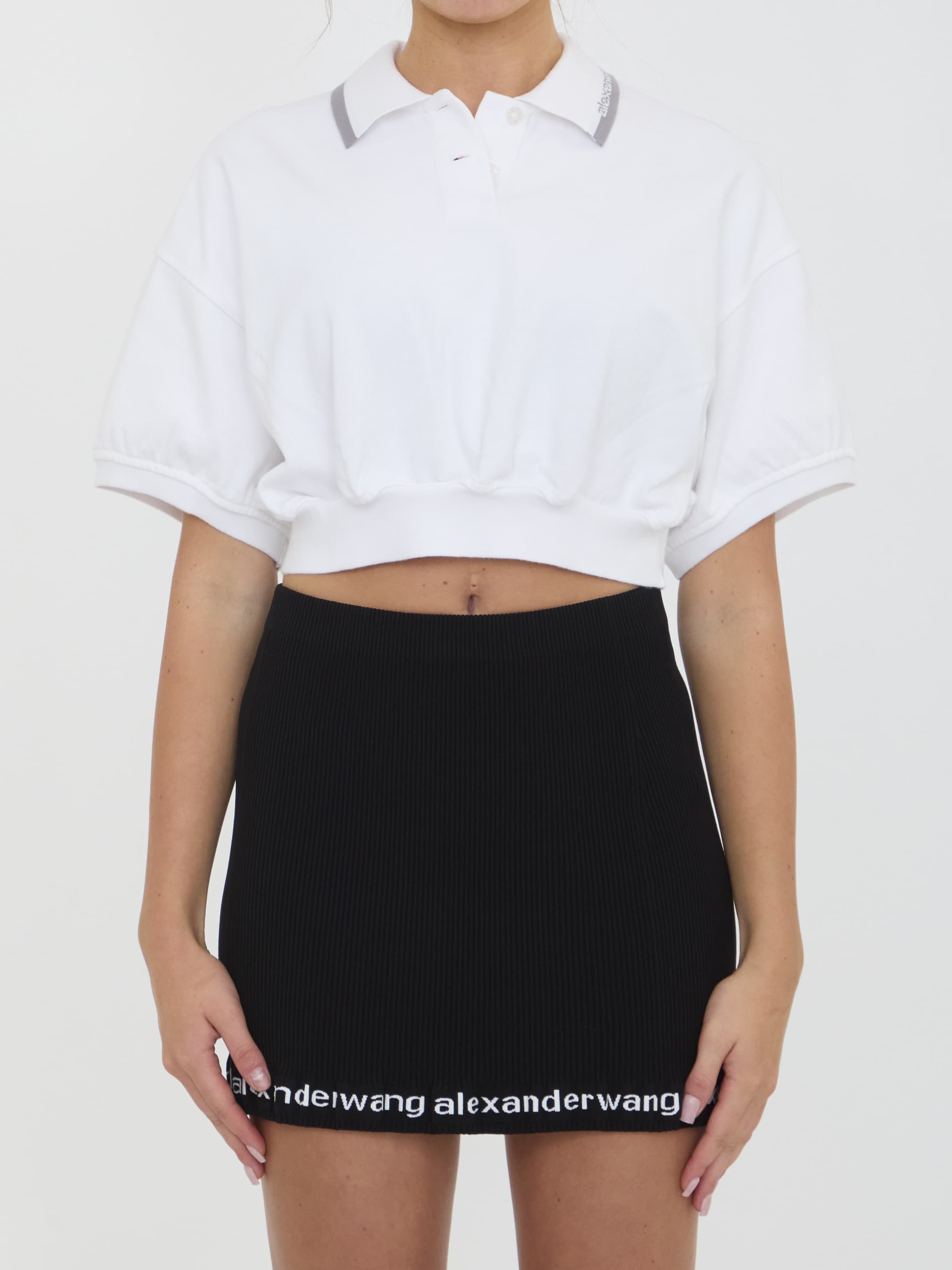 Alexander Wang Cropped Cotton Polo Shirt