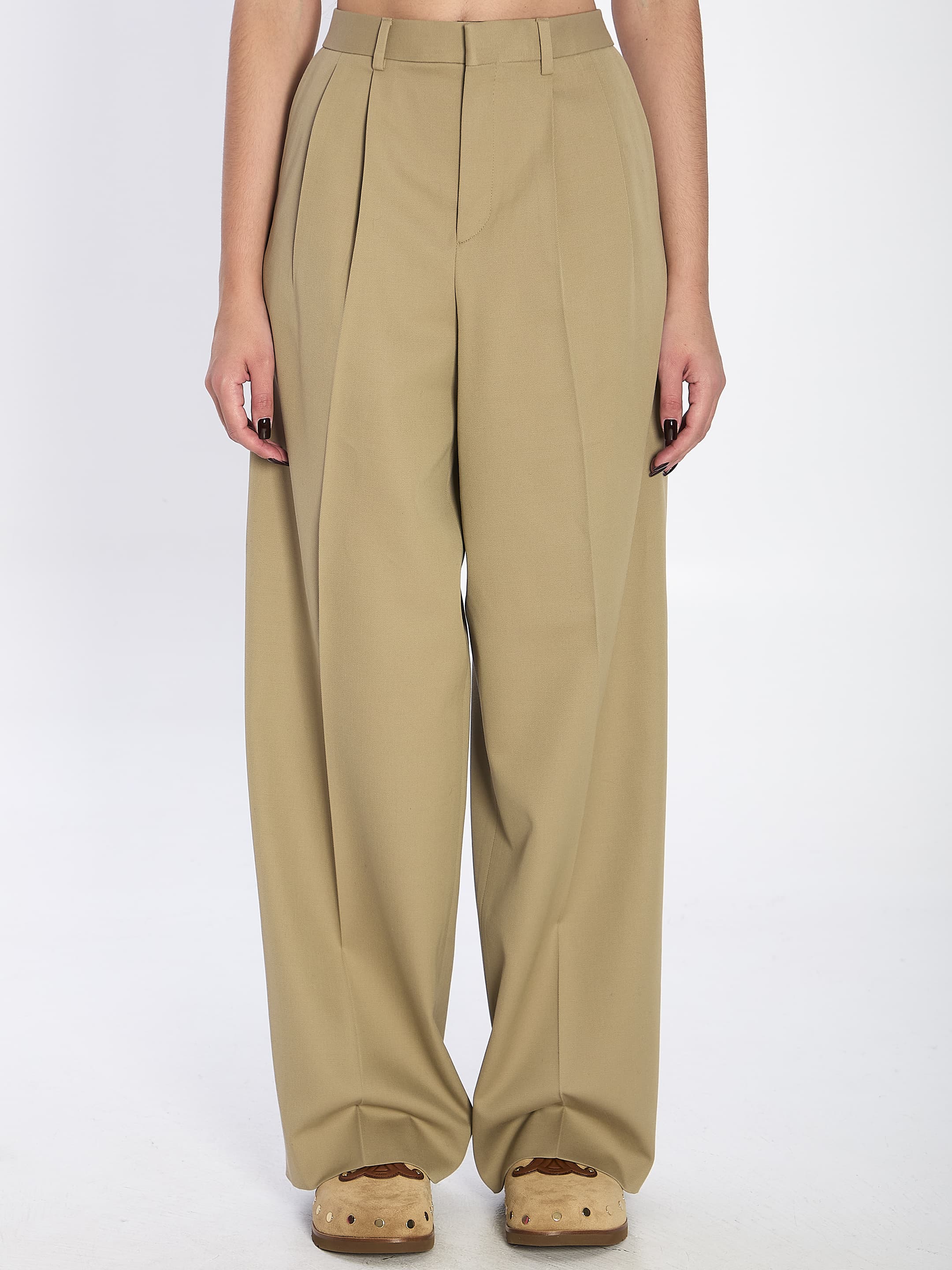 Celine Pleated Cotton Trousers