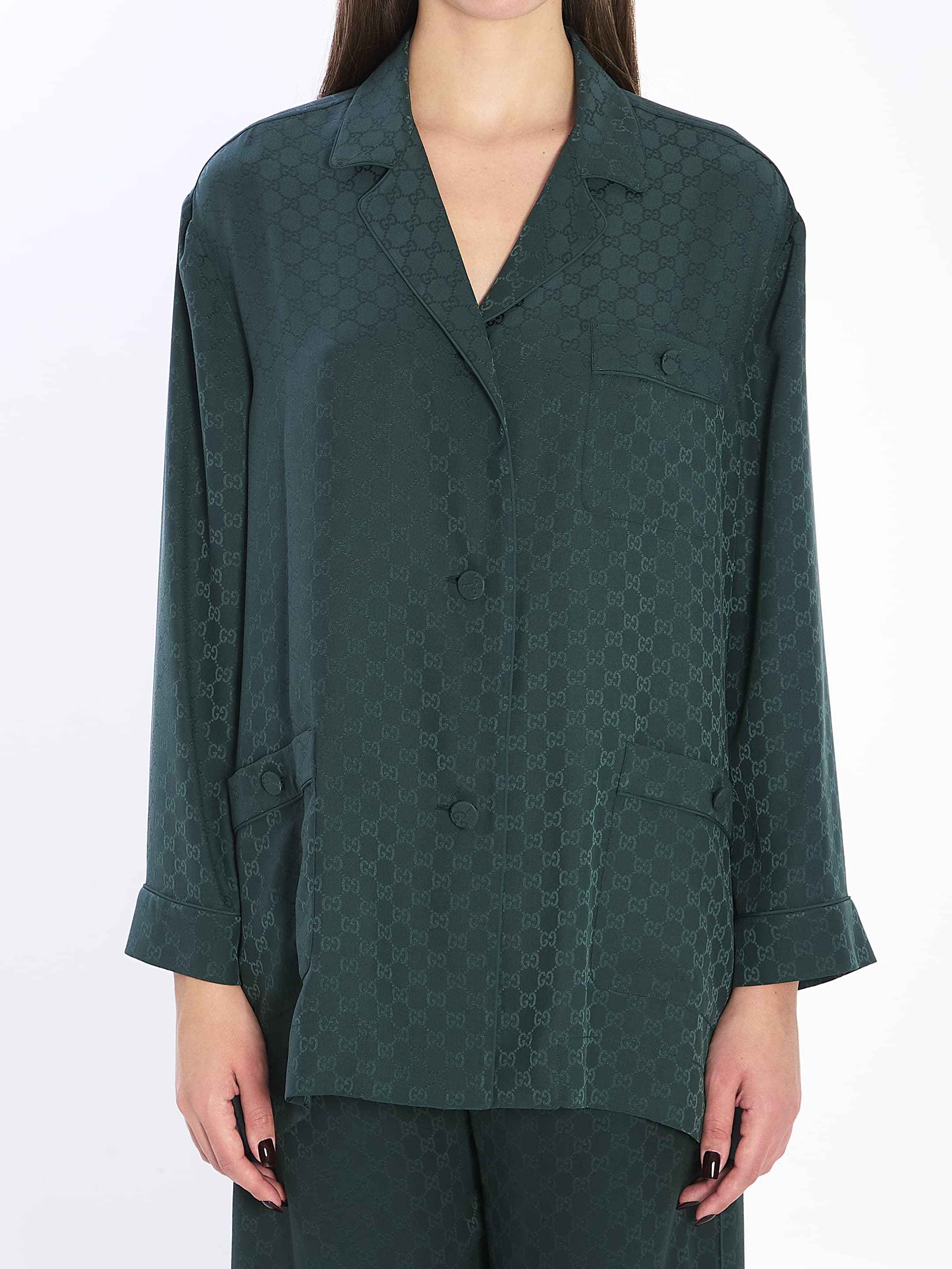 Gucci Gg Jacquard Silk Shirt