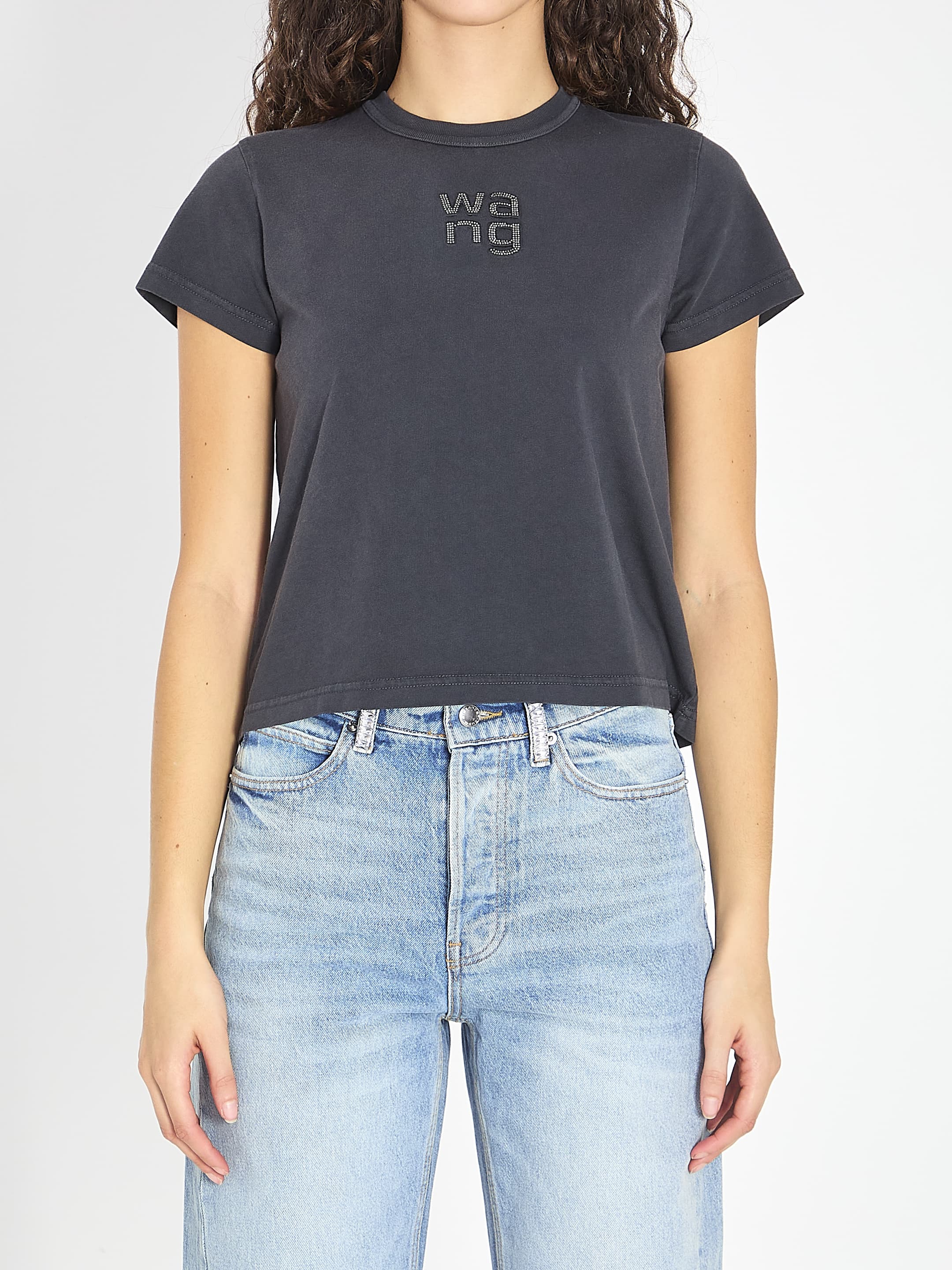Alexander Wang T-shirt with Logo and Rhinestones