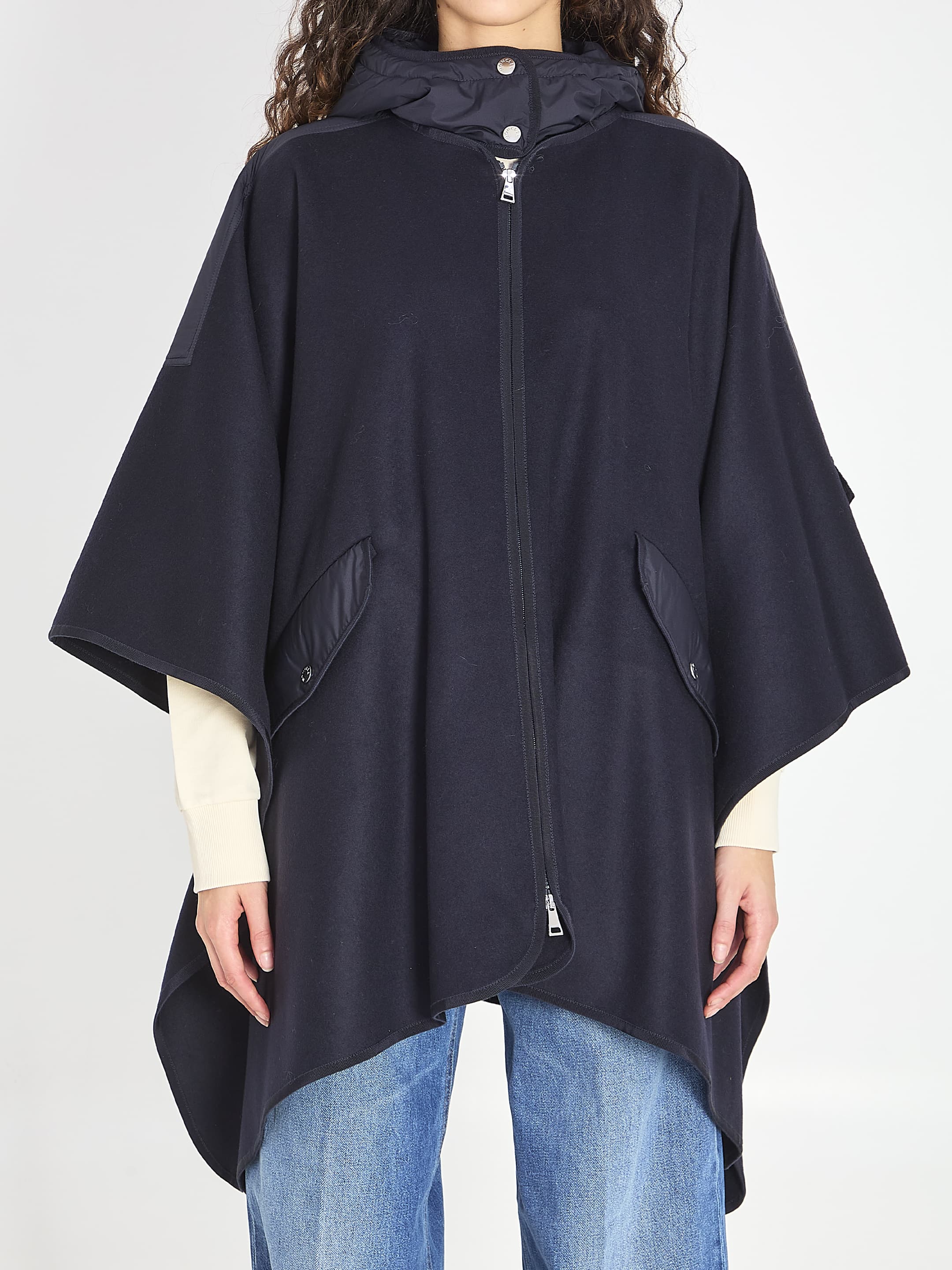 Moncler Wool and Nylon Cape