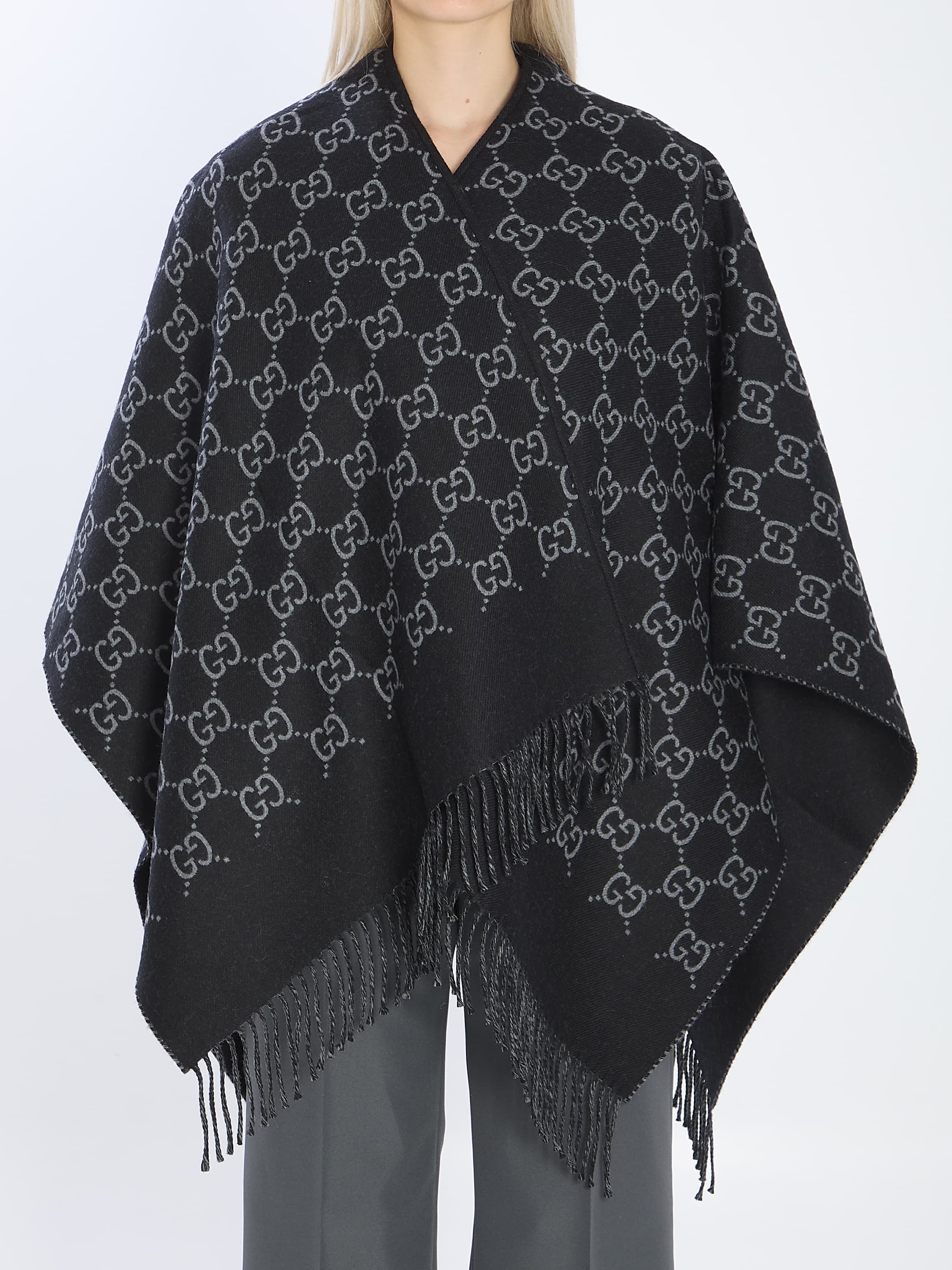 Gucci Gg Wool Jacquard Cape