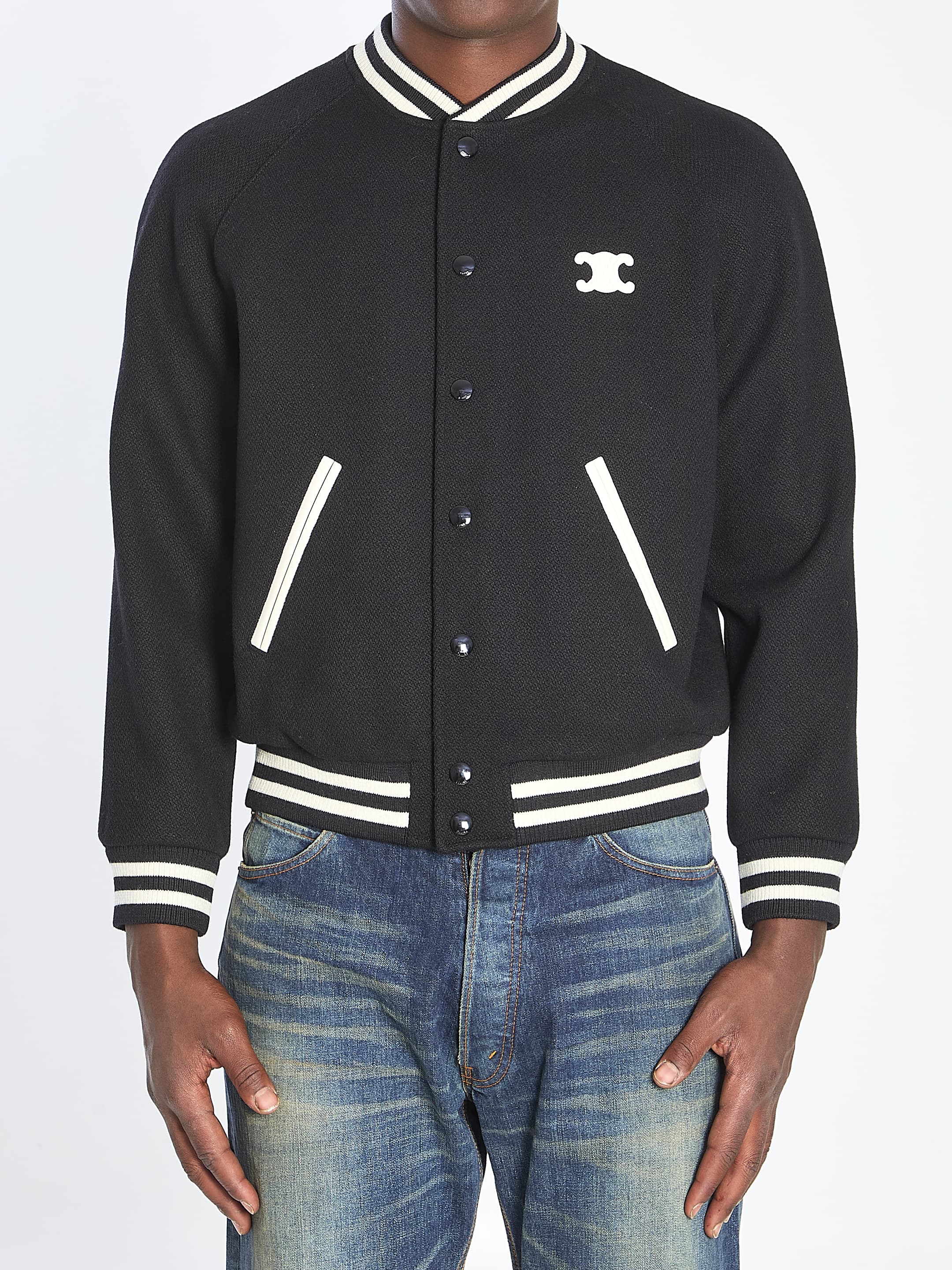 Celine Triomphe Teddy Wool Bomber