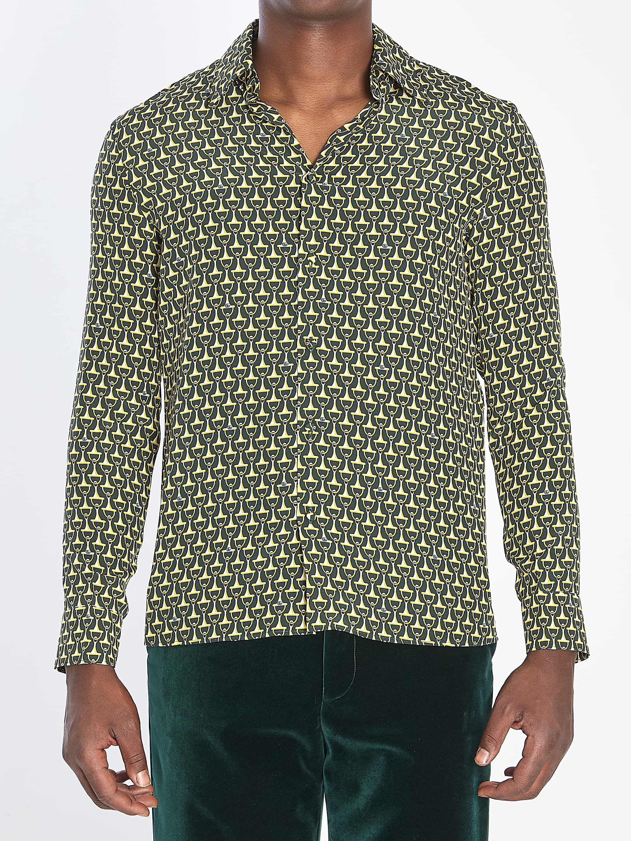 Gucci Silk Shirt with Horsebit Print