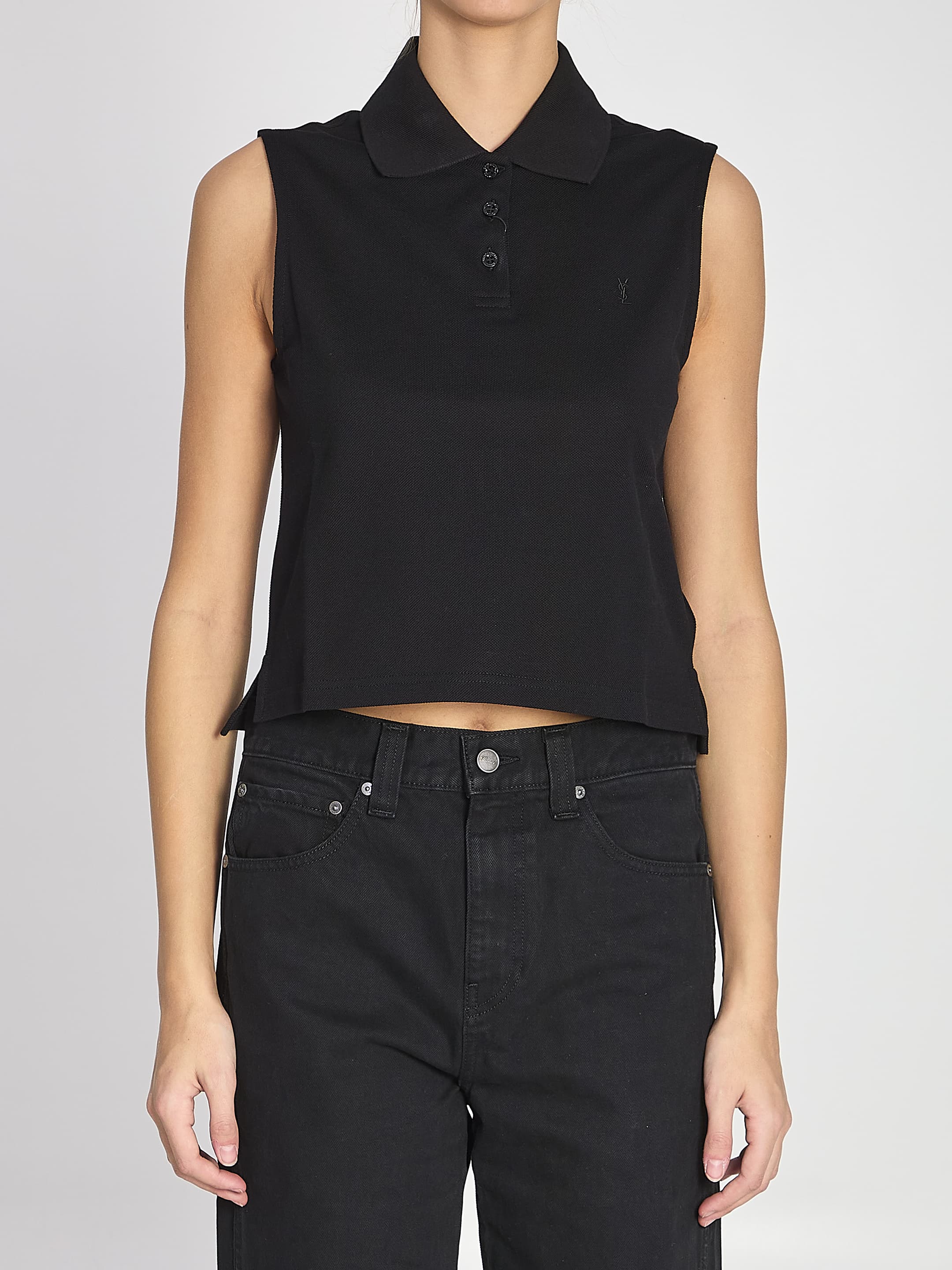 Saint Laurent Cassandre Polo in Cotton Piqué