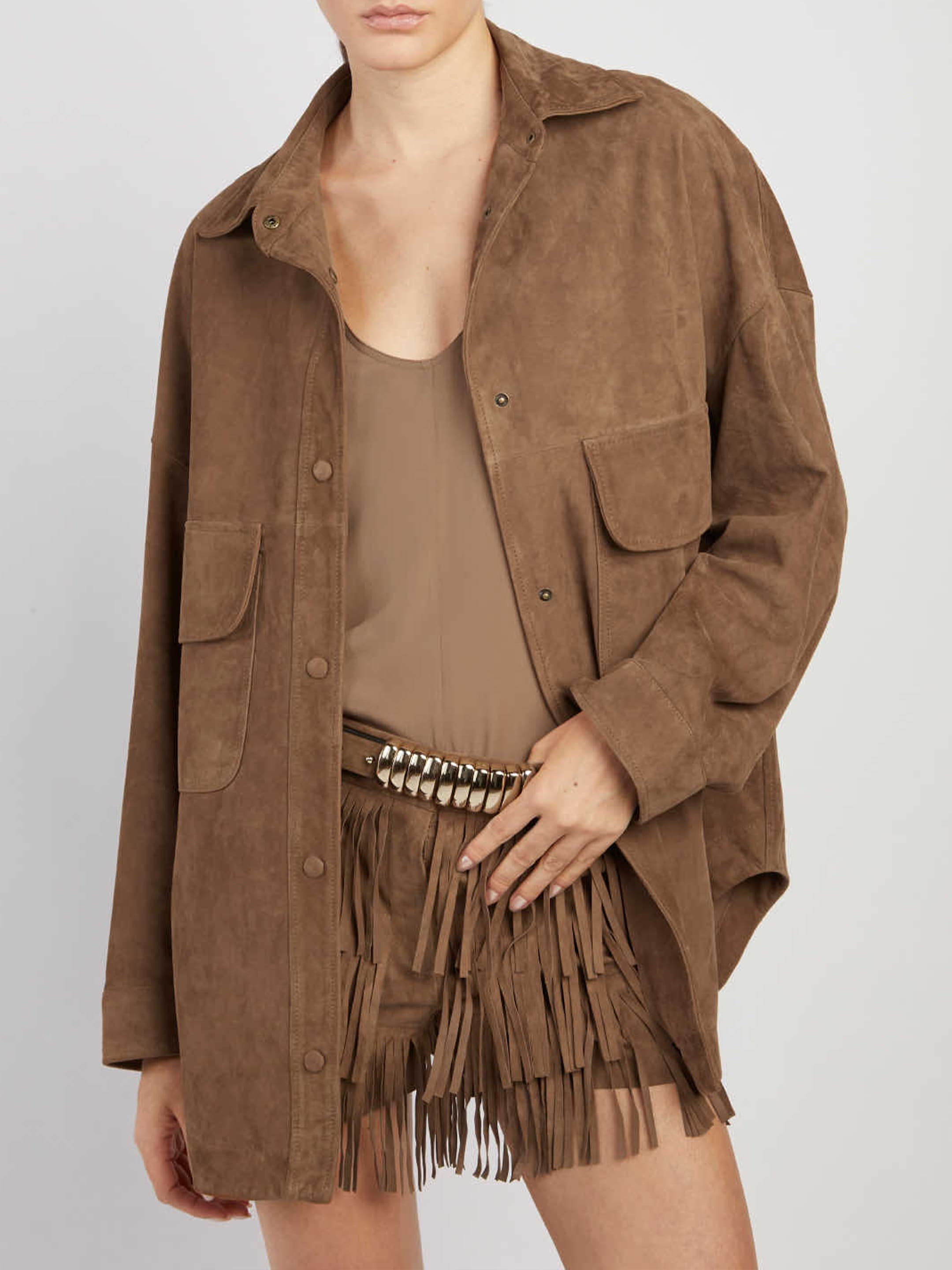 FEDERICA TOSI Suede Leather Overshirt