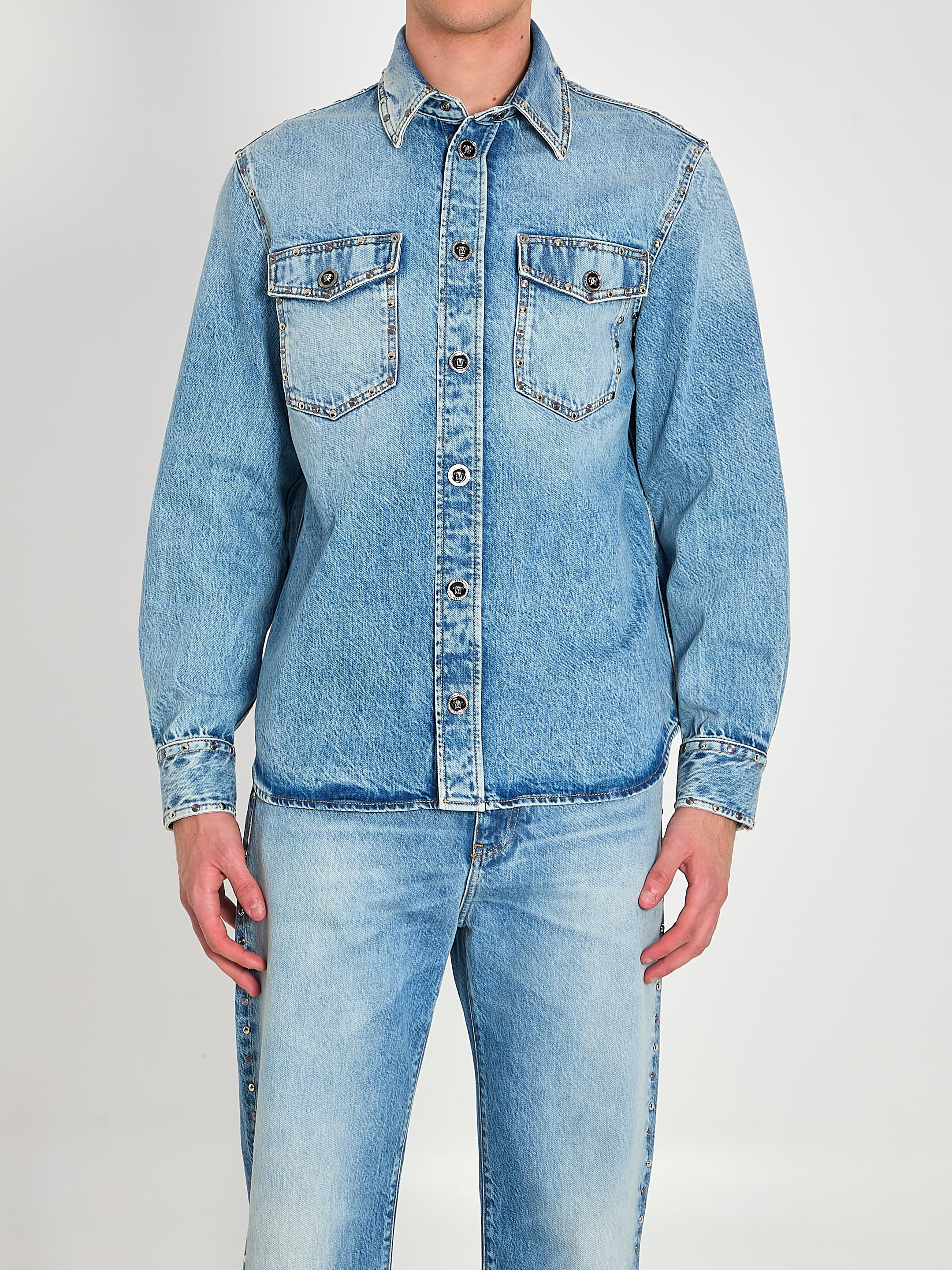 Versace Stone-wash Overshirt with Studs