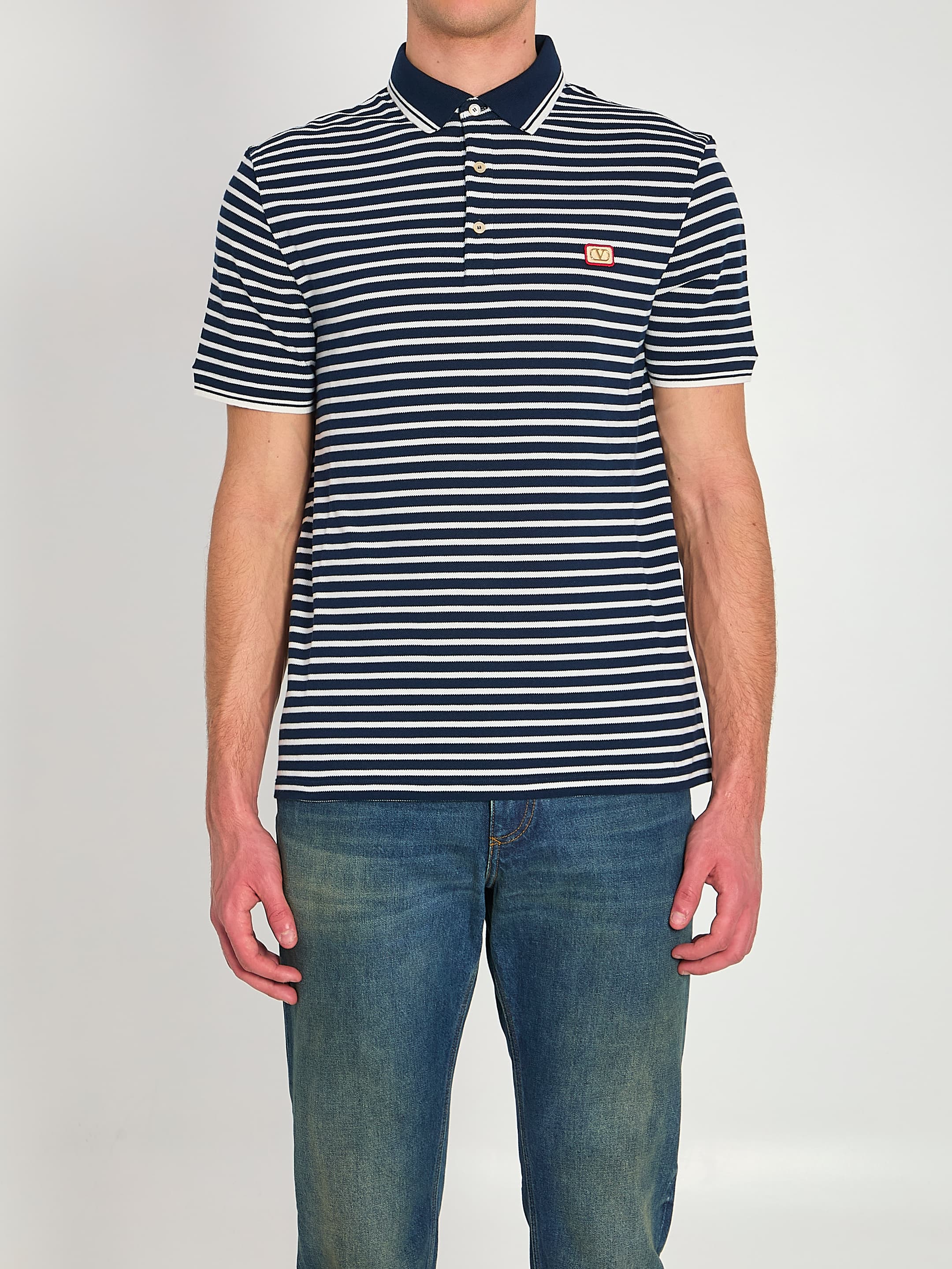 Valentino GARAVANI Striped Pique Polo Shirt