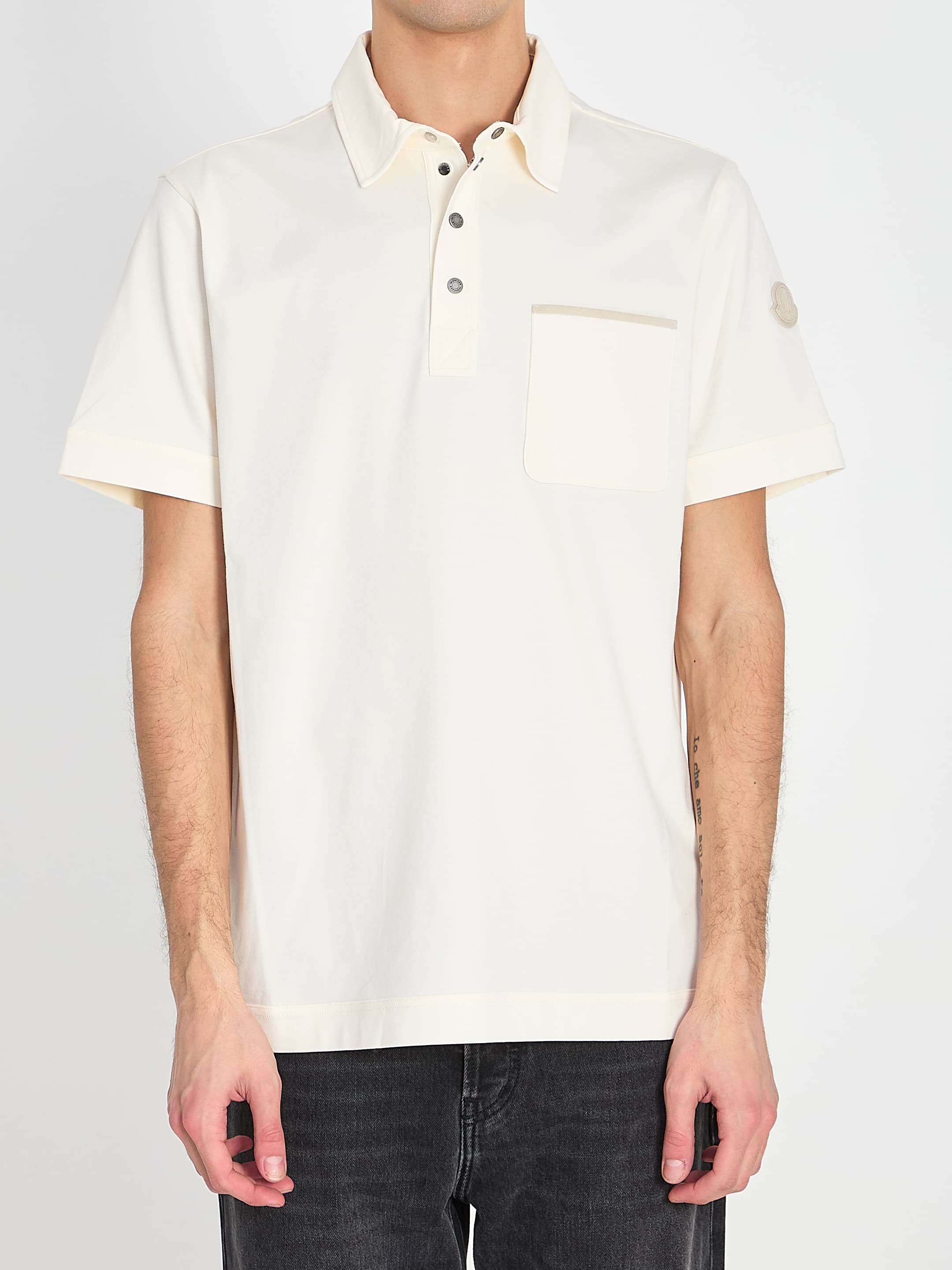 Moncler Polo Shirt in Stretch Cotton Piqué