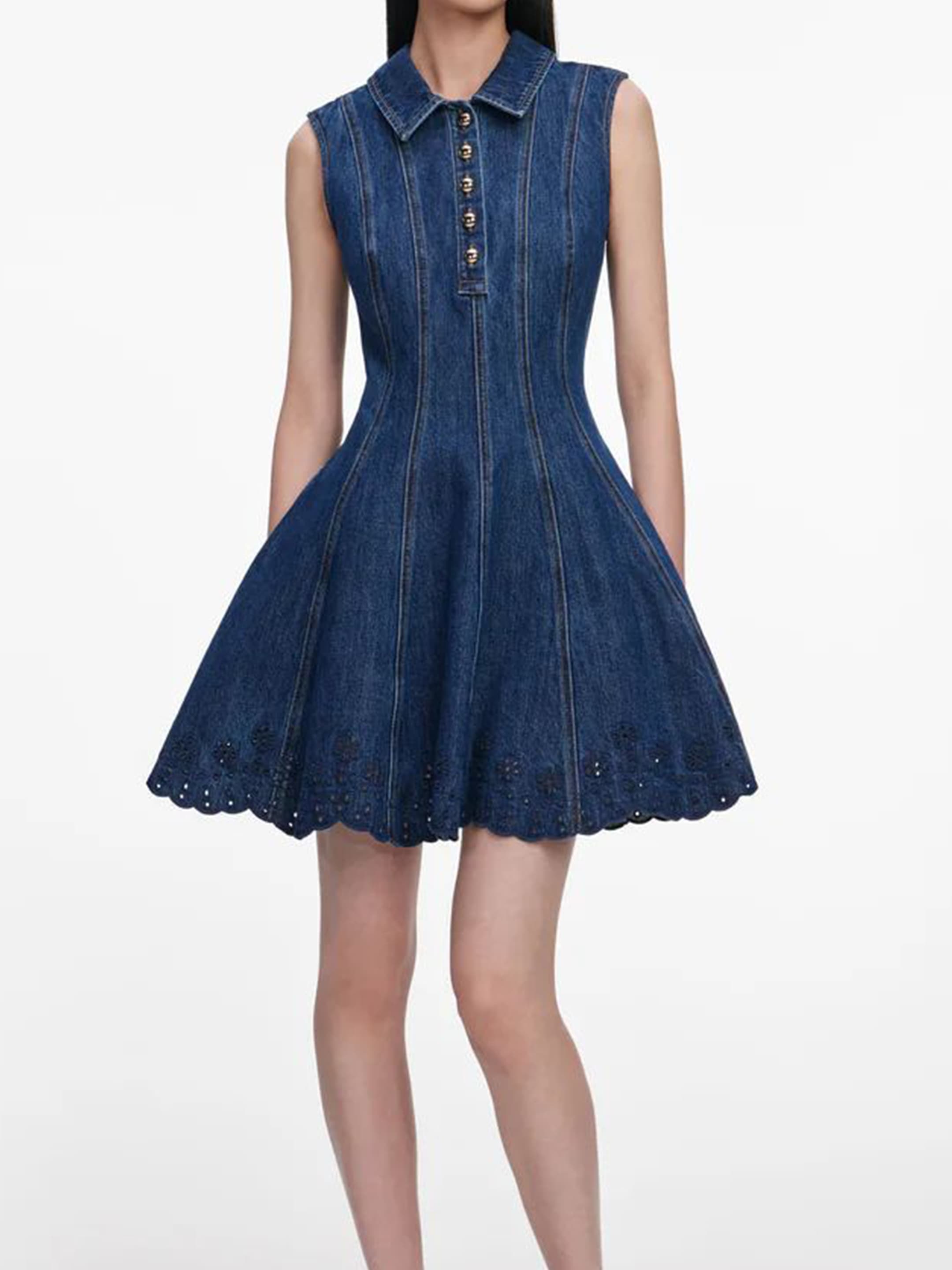 Self-Portrait SELF PORTRAIT Denim Broderie Mini Dress