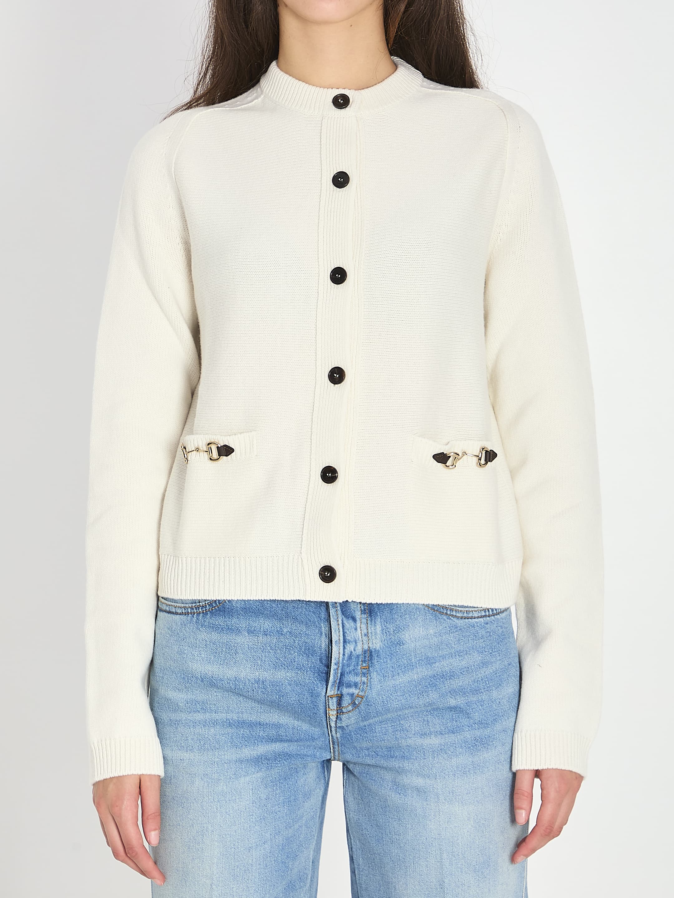 Gucci Cashmere Wool Cardigan with Morsetto