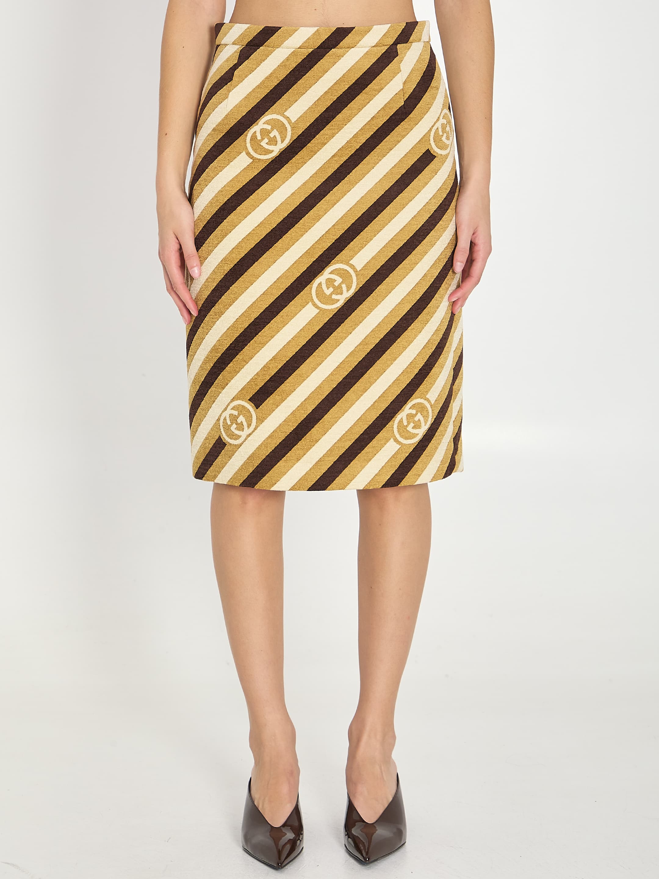 Gucci Diagonal Gg Longuette Skirt