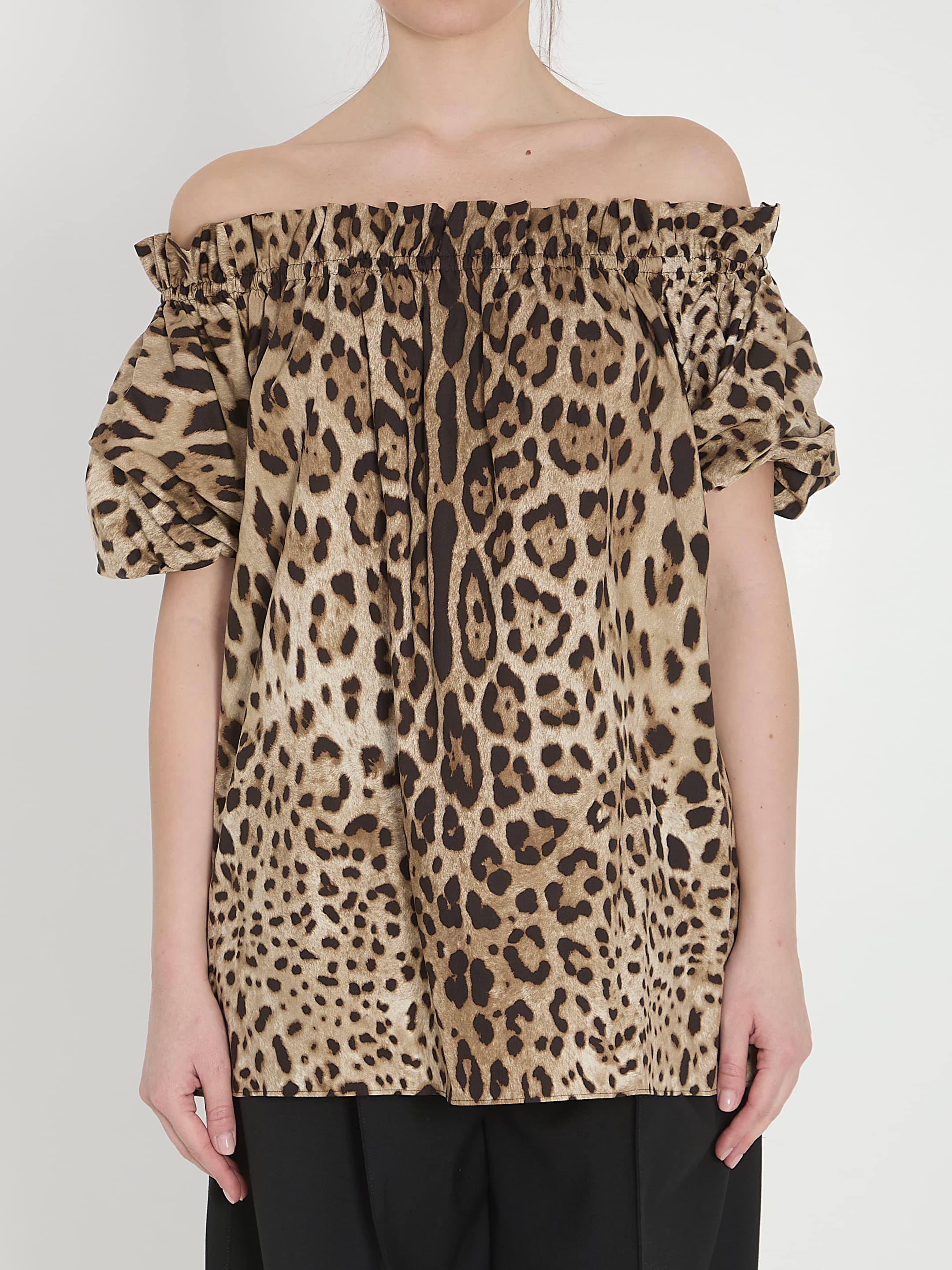 Dolce&Gabbana Leopard Print Poplin Top