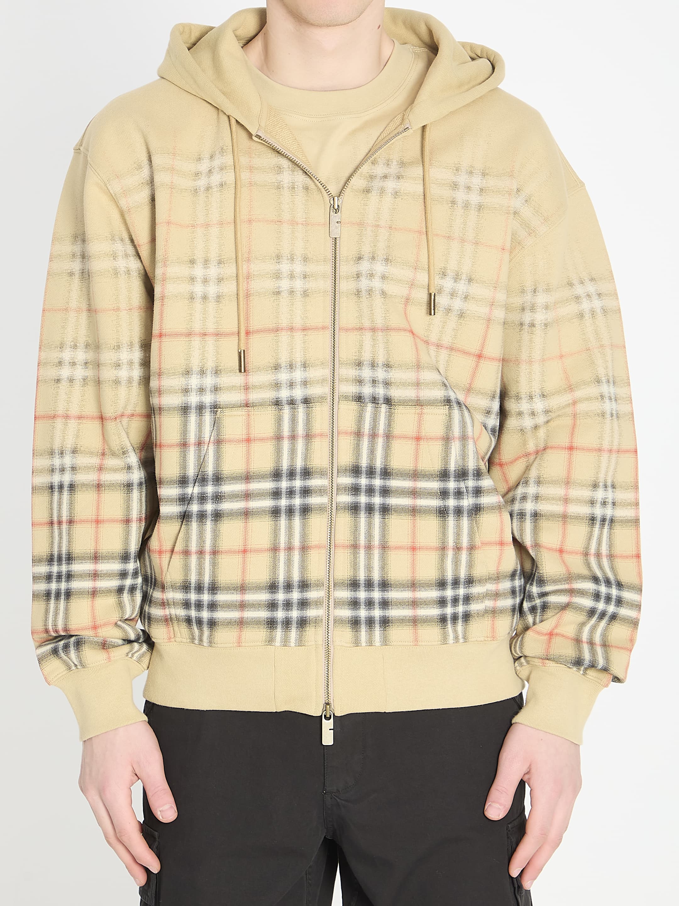 Burberry Check Fade Cotton Hoodie