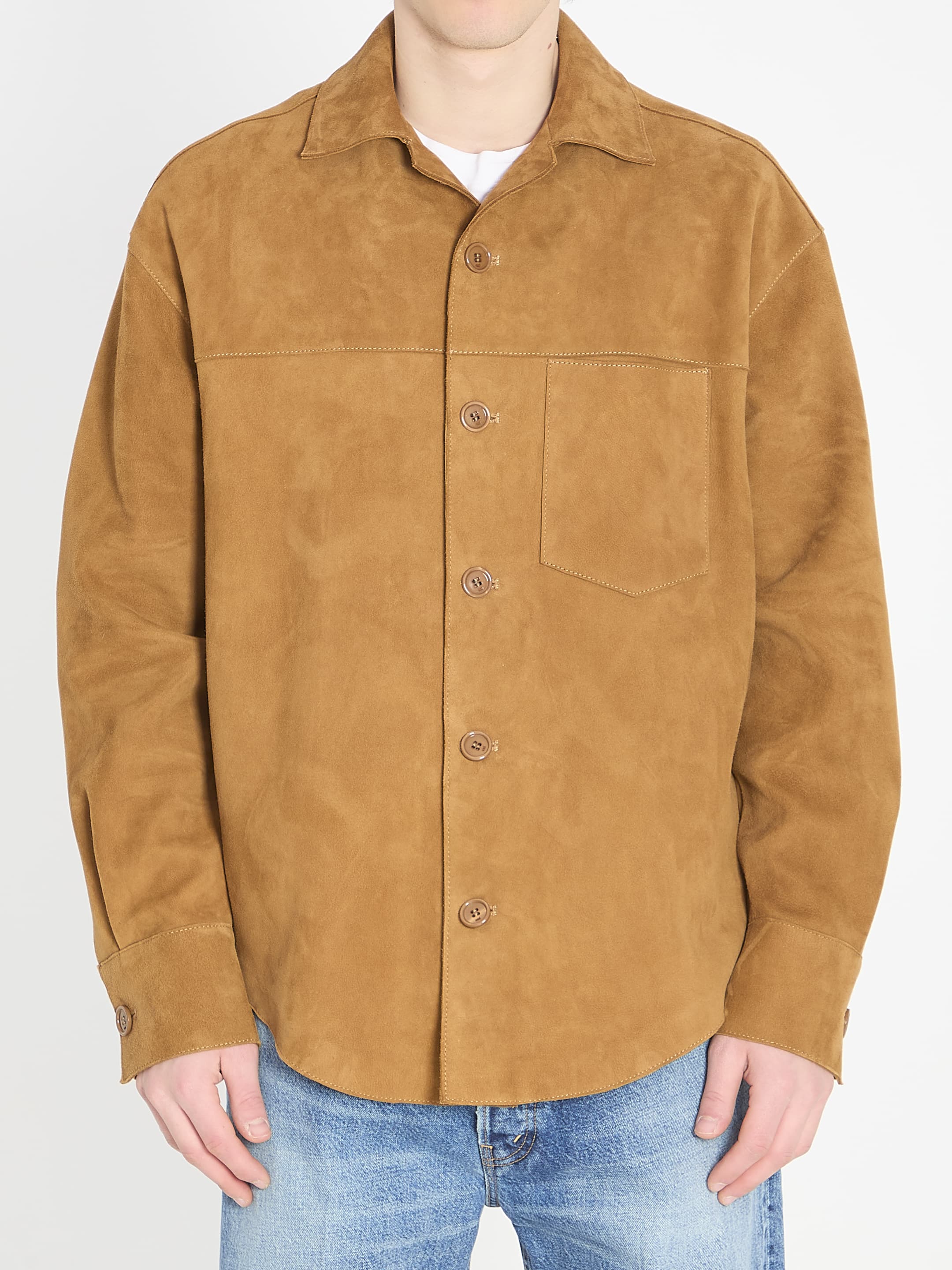 AMI Paris Buttoned Overshirt in Suede