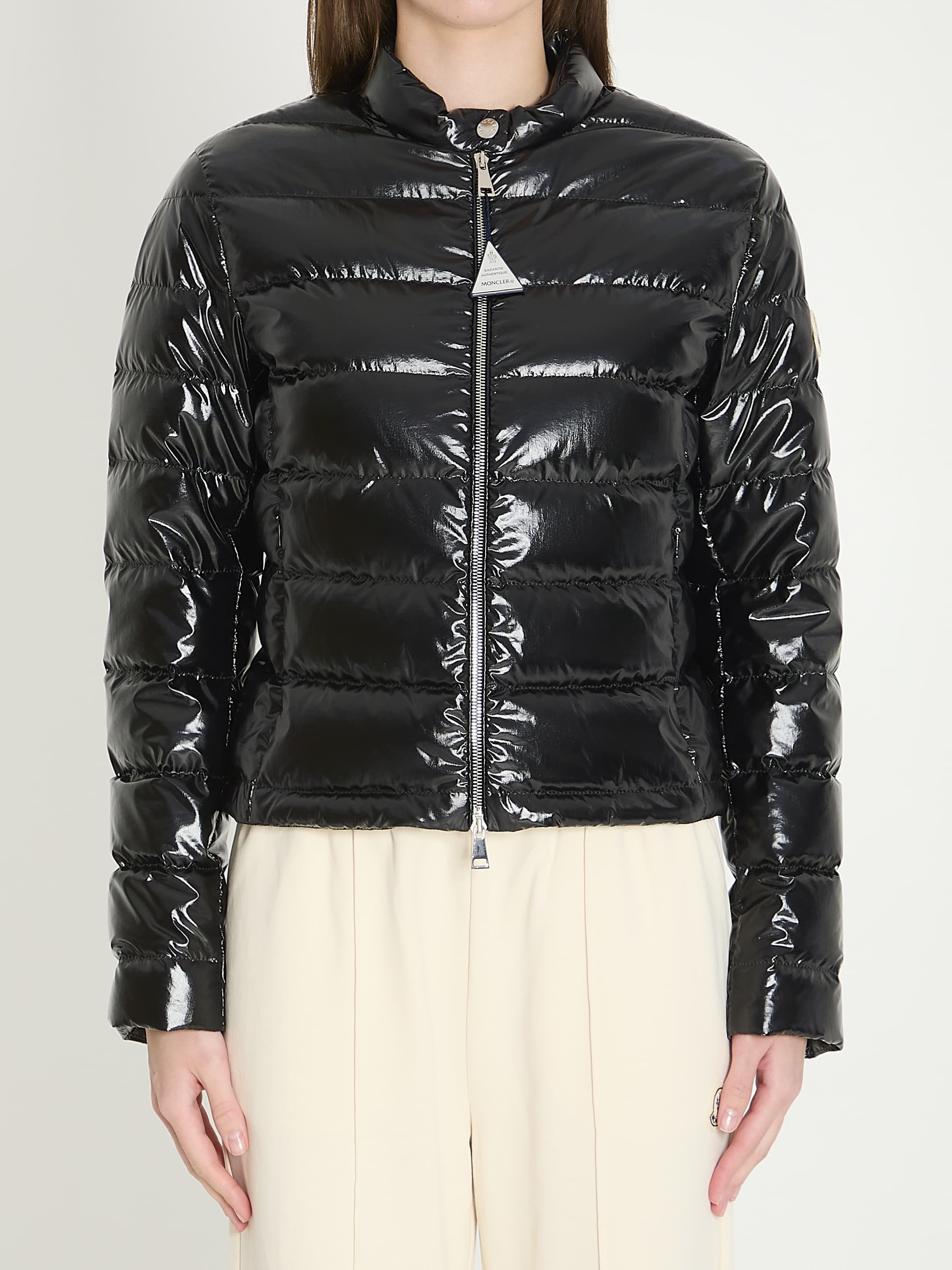 Moncler Papillon Down Jacket with Logo Patch