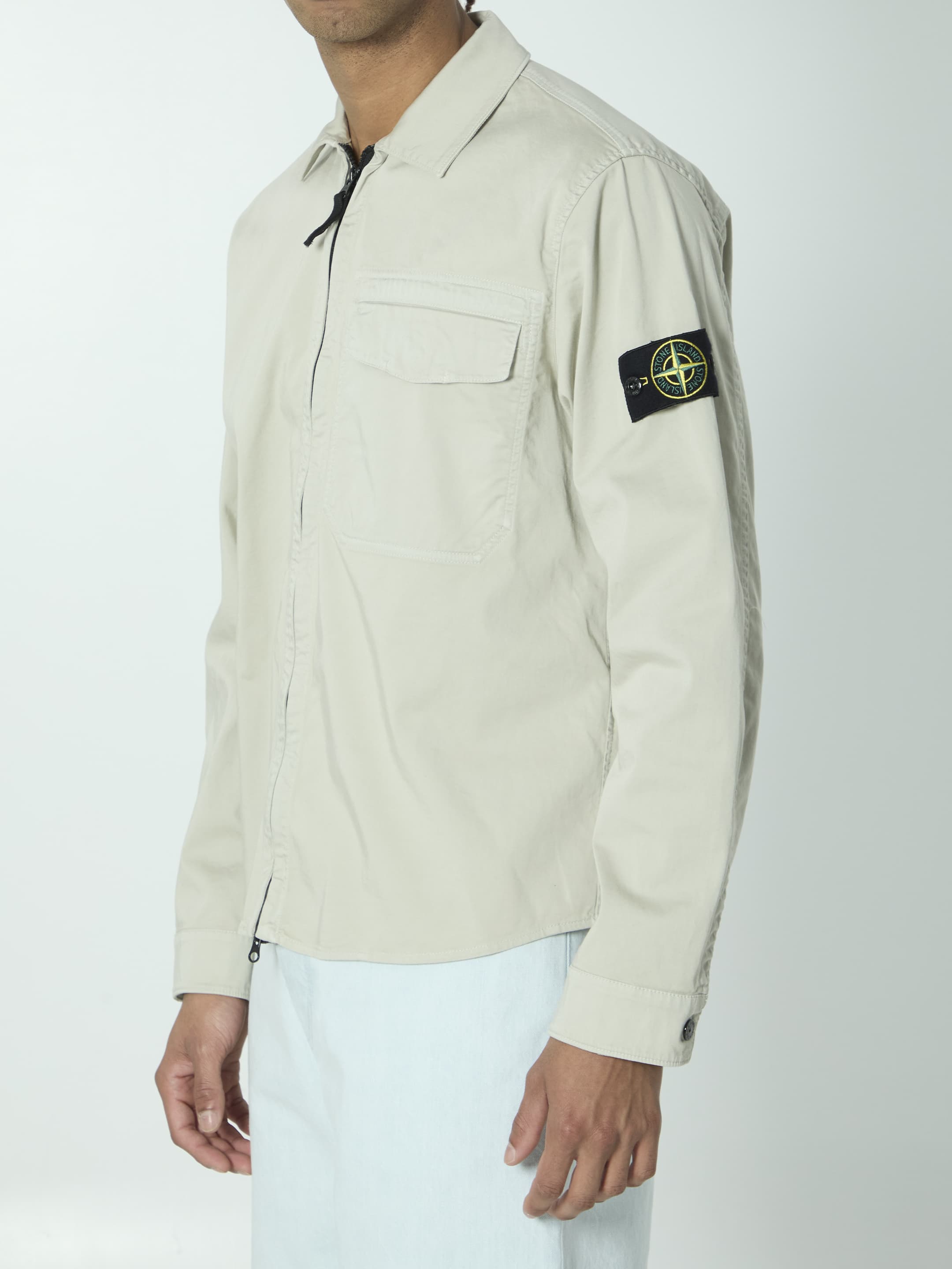 Stone Island Organic Cotton Satin Overshirt