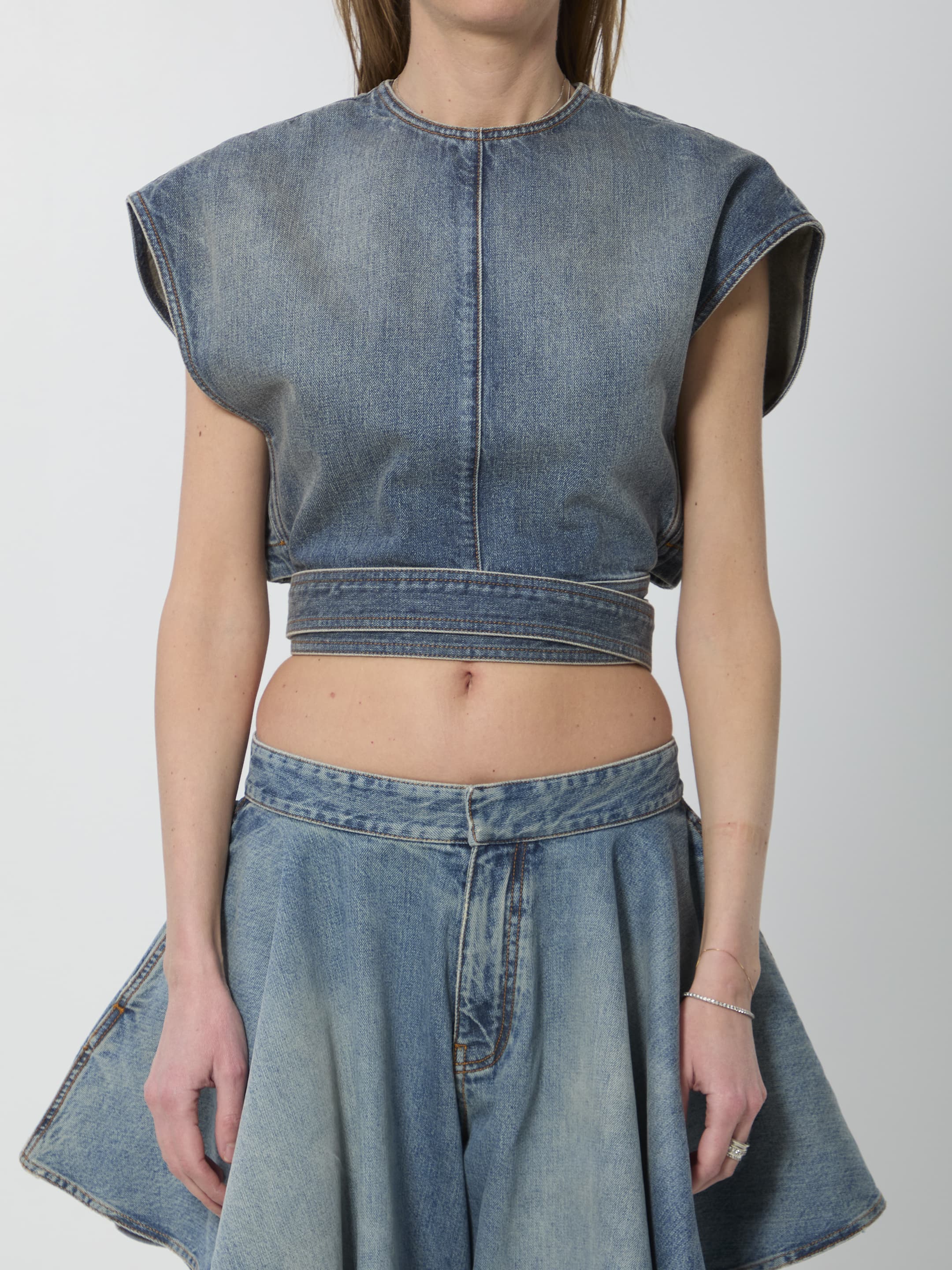 Alaïa ALAIA Denim Top with Belt