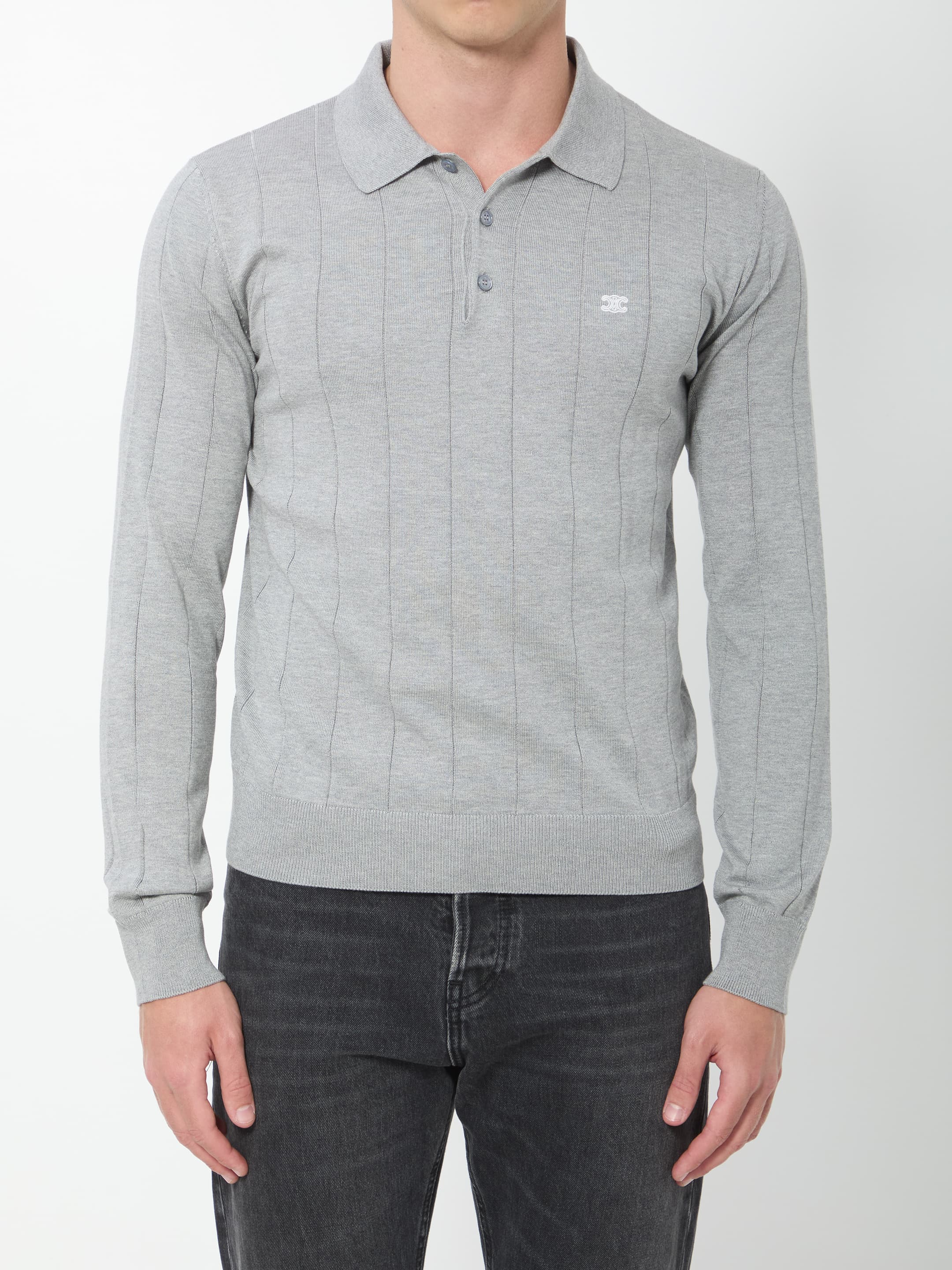 Celine Long-sleeve Triomphe Polo Shirt