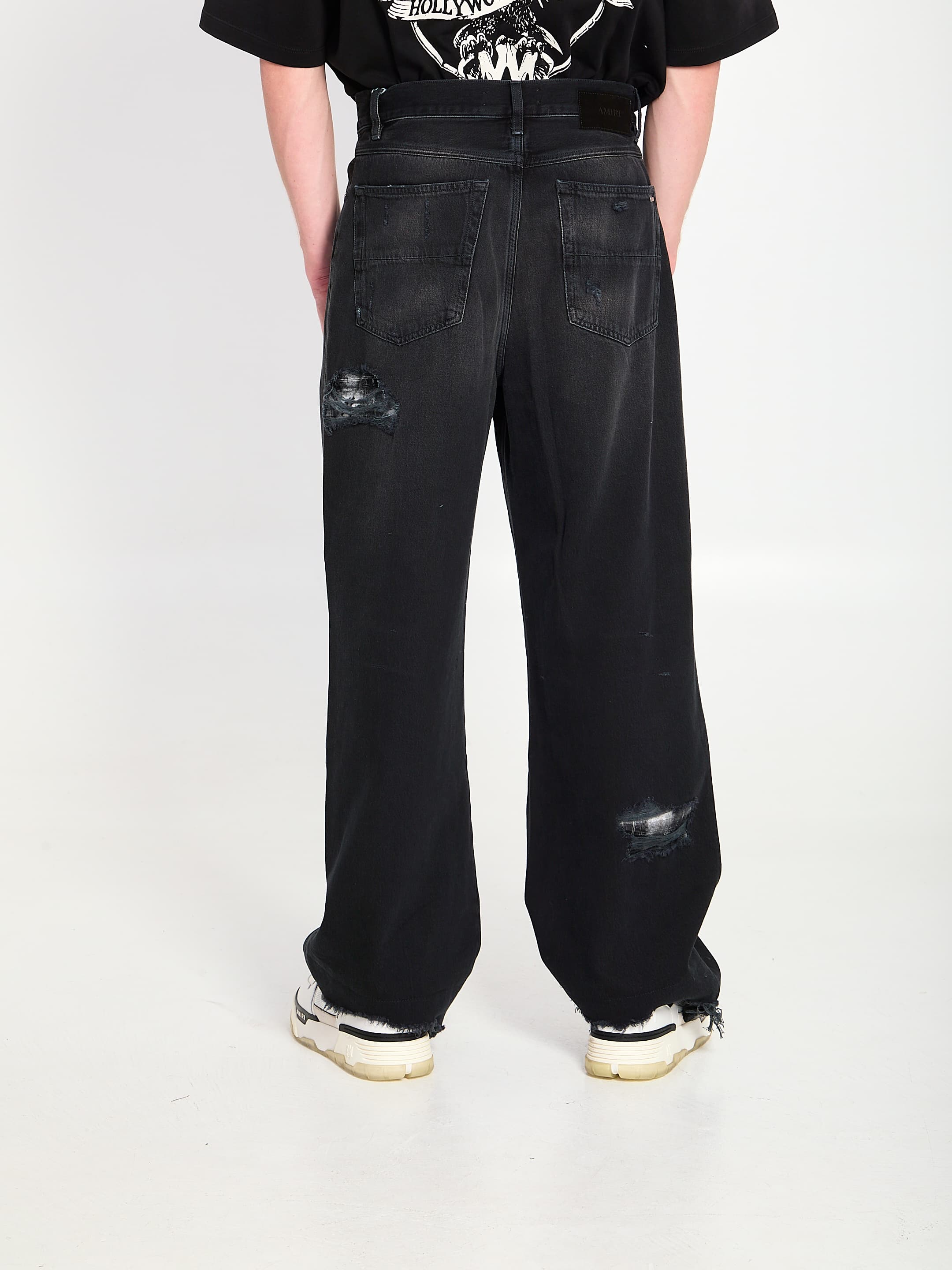Amiri Flannel Repair Baggy Jeans