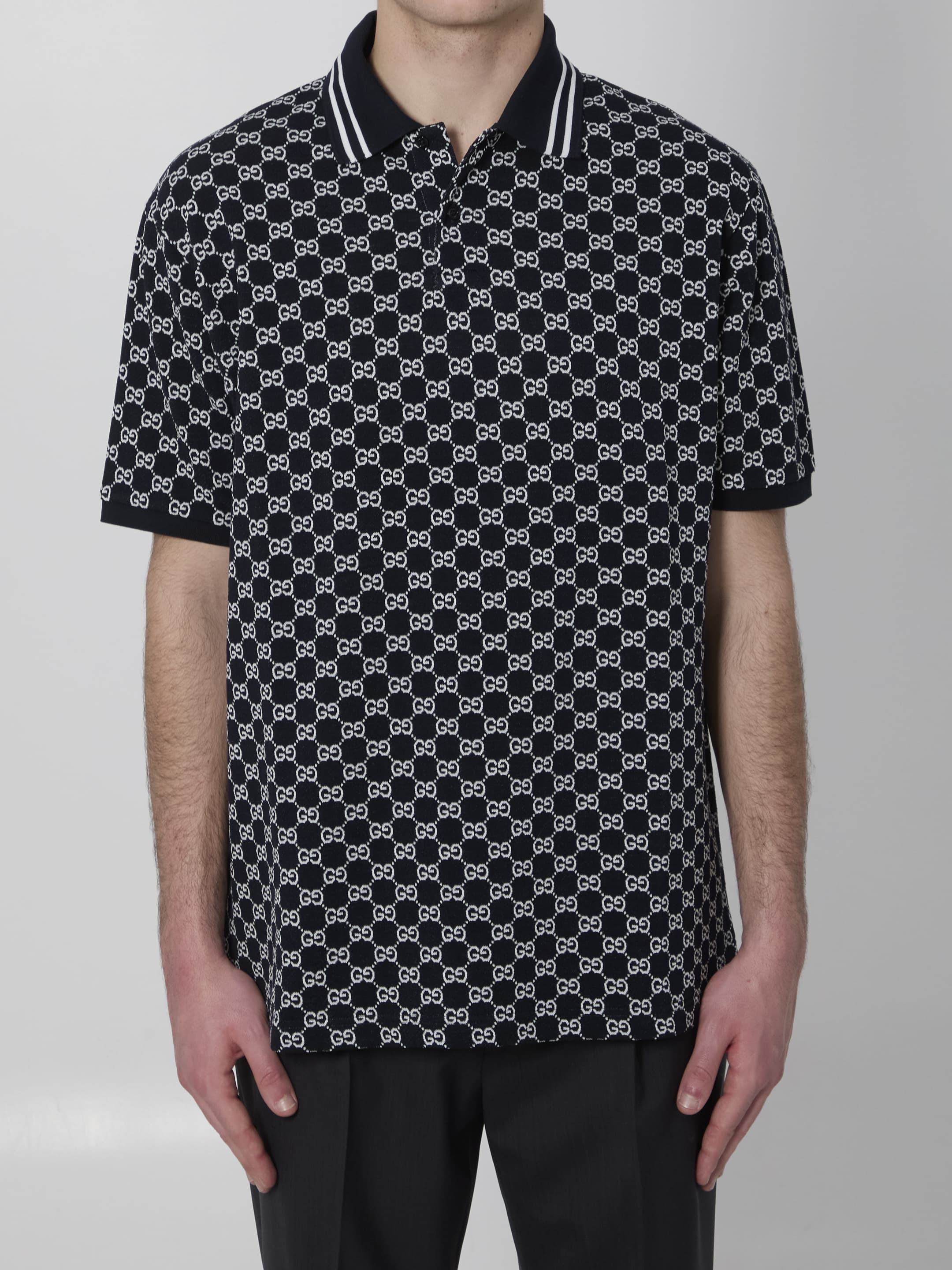 Gucci Gg Jacquard Cotton Piqué Polo Shirt