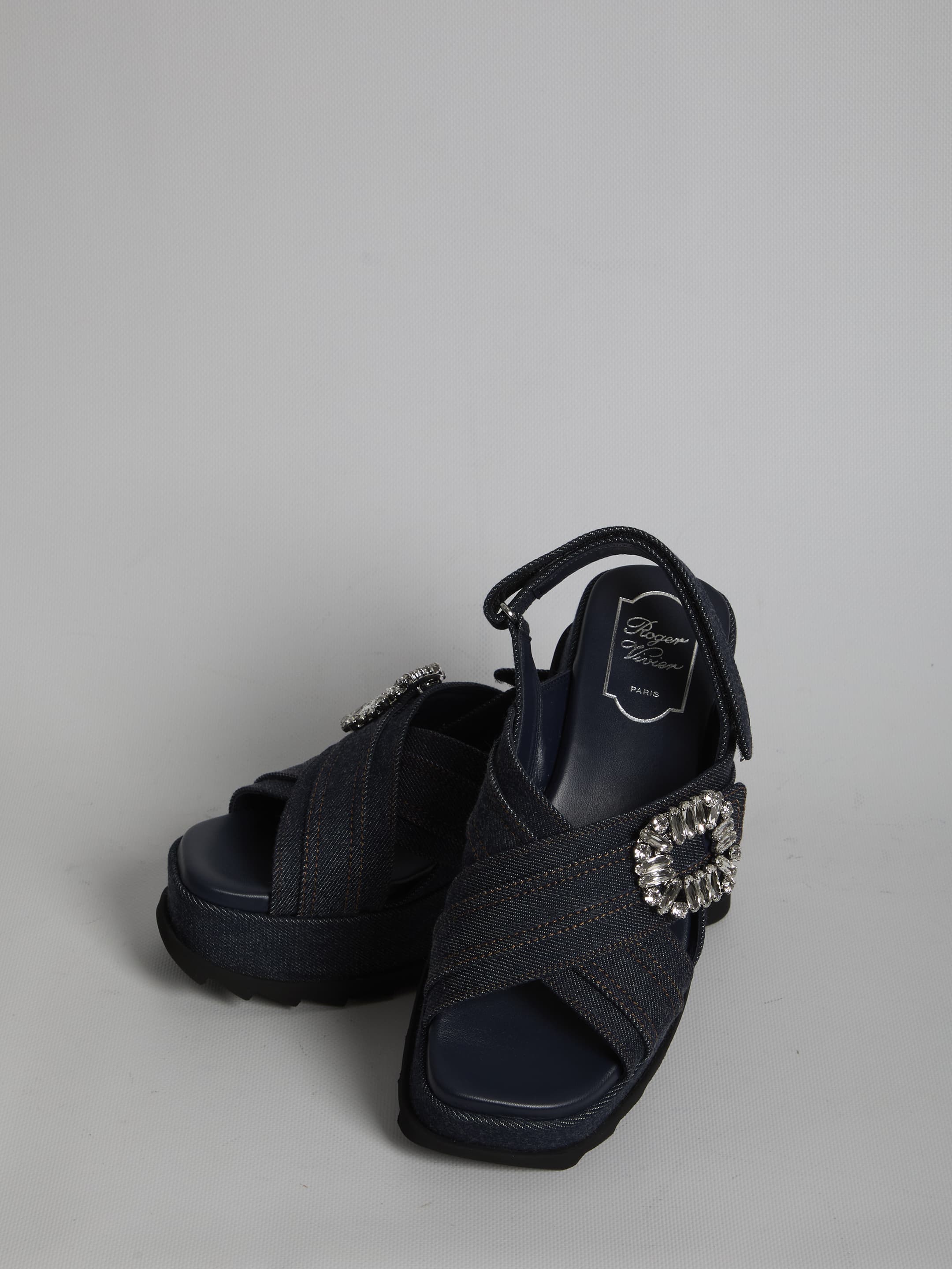 Roger Vivier Denim Wedge Sandals