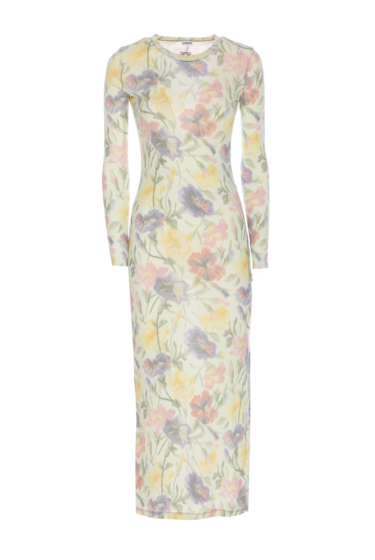 Loewe MORNING GLORY PRINT COTTON AND SILK MULTICOLOR DRESS