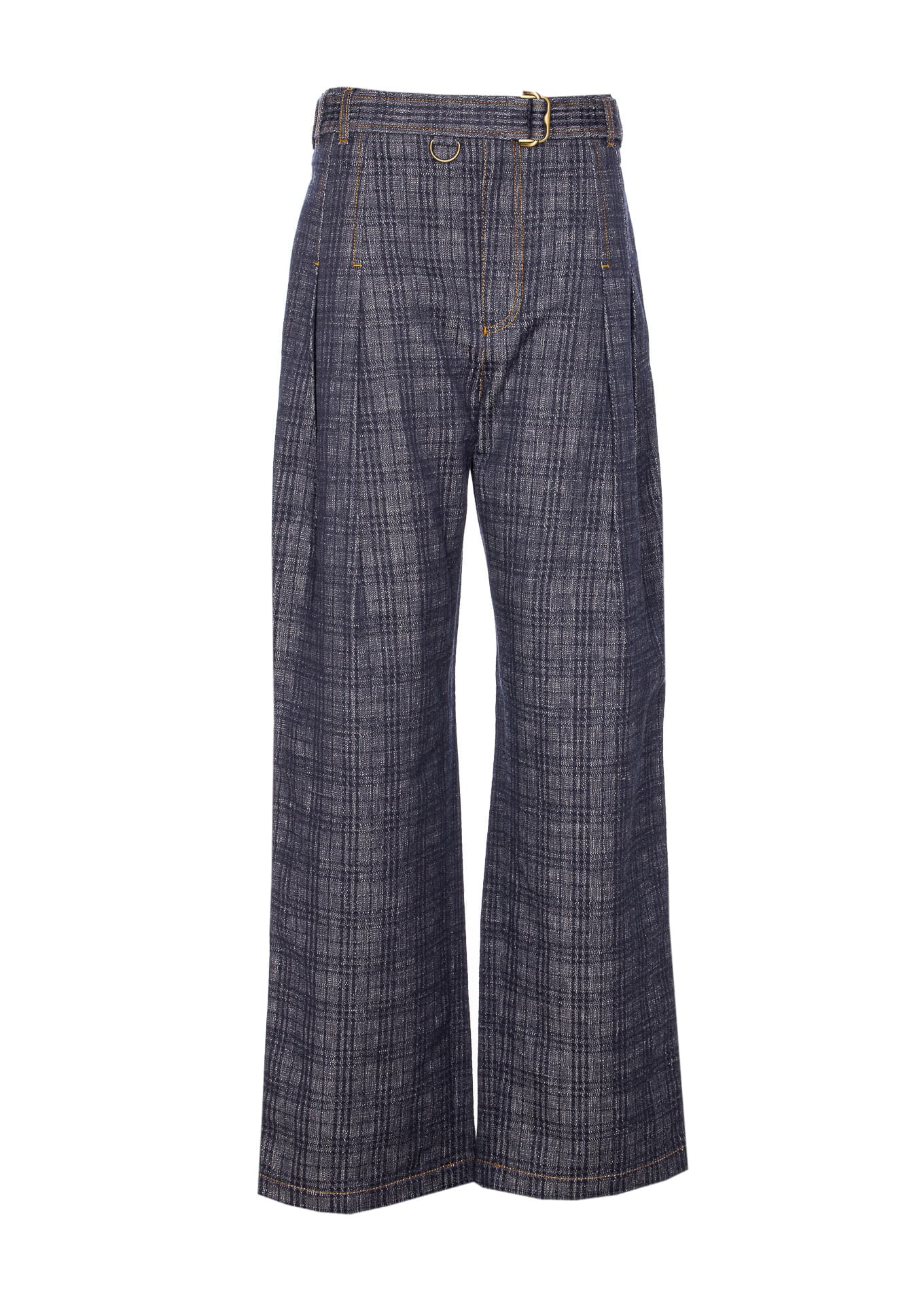 Burberry DENIM CHECK WIDE HIGH WAIST JEANS
