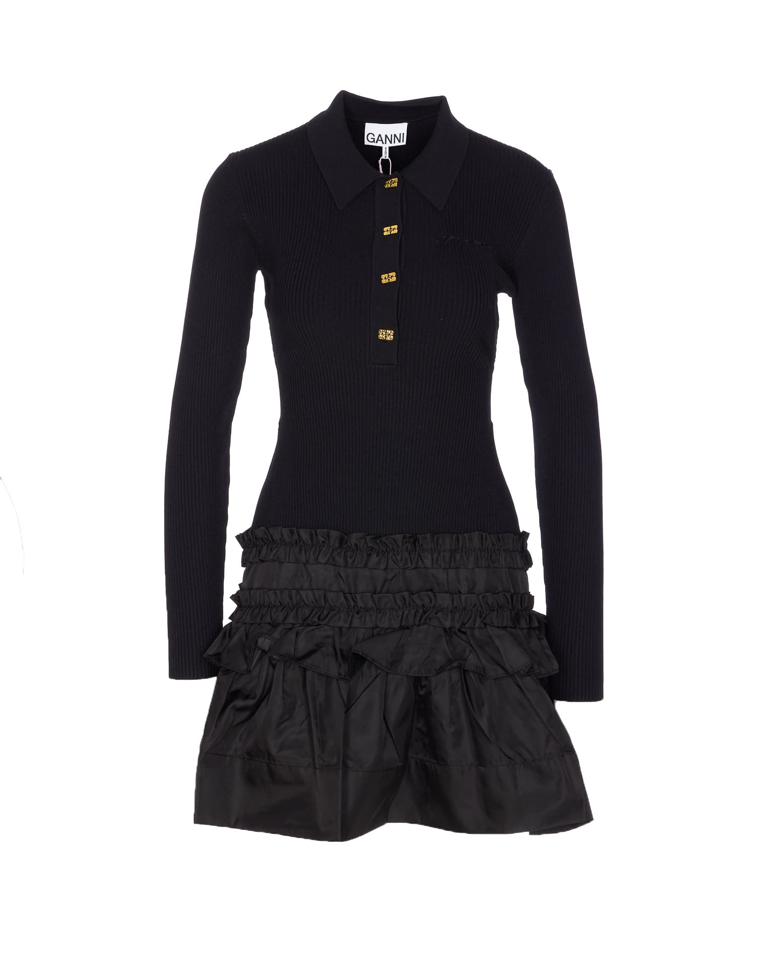 GANNI MELANGE RIB KNIT DRESS