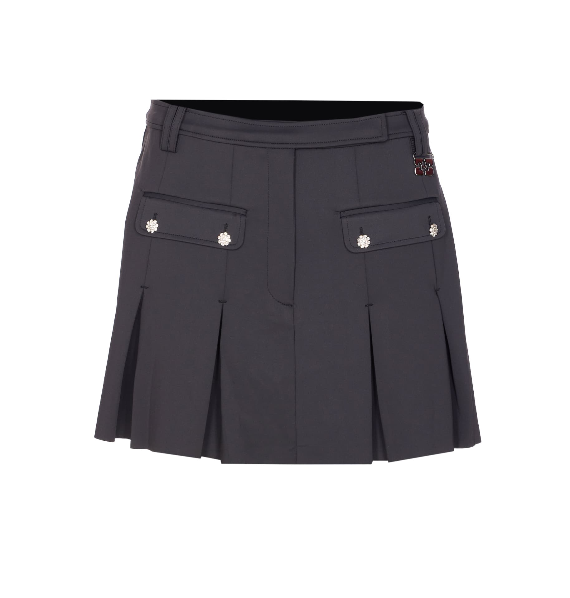 GANNI BLACK PLEATED MINI SKIRT