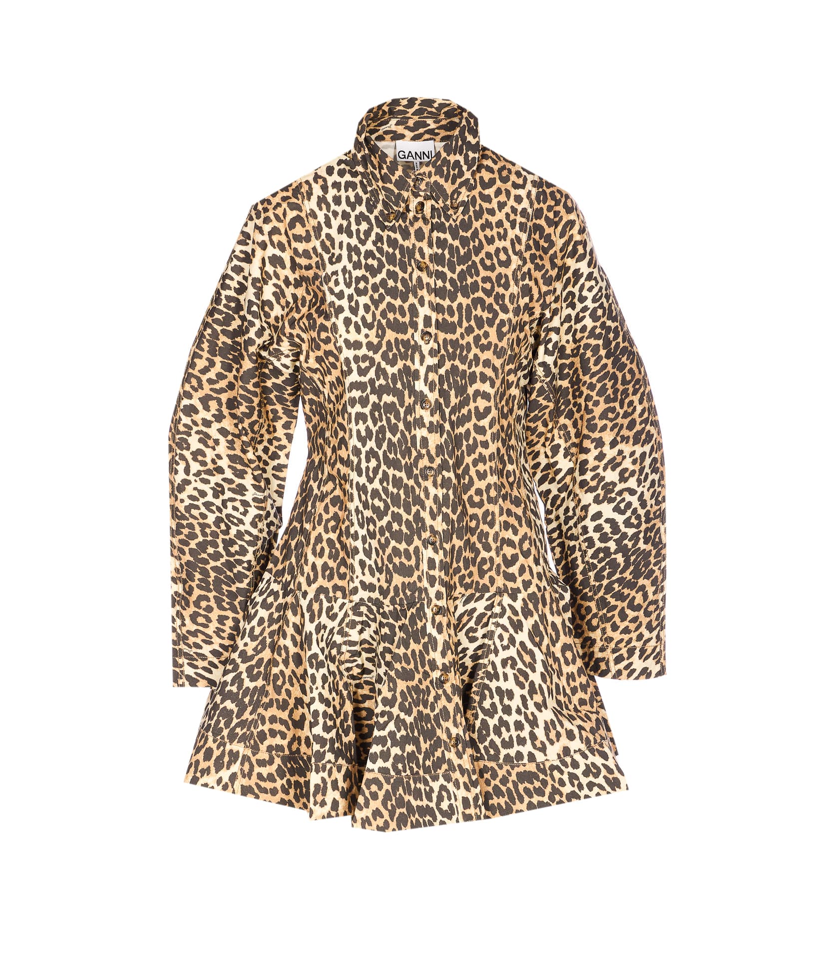GANNI LEOPARD SHIRT DRESS