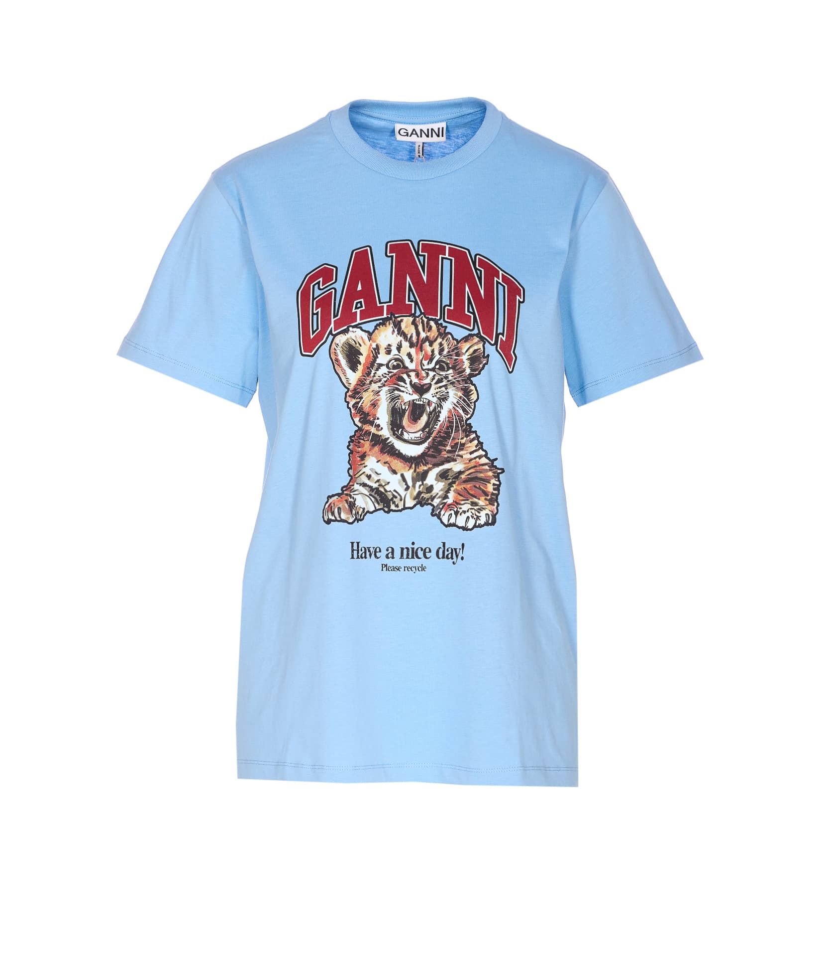 GANNI TIGER T-SHIRT WITH LOGO