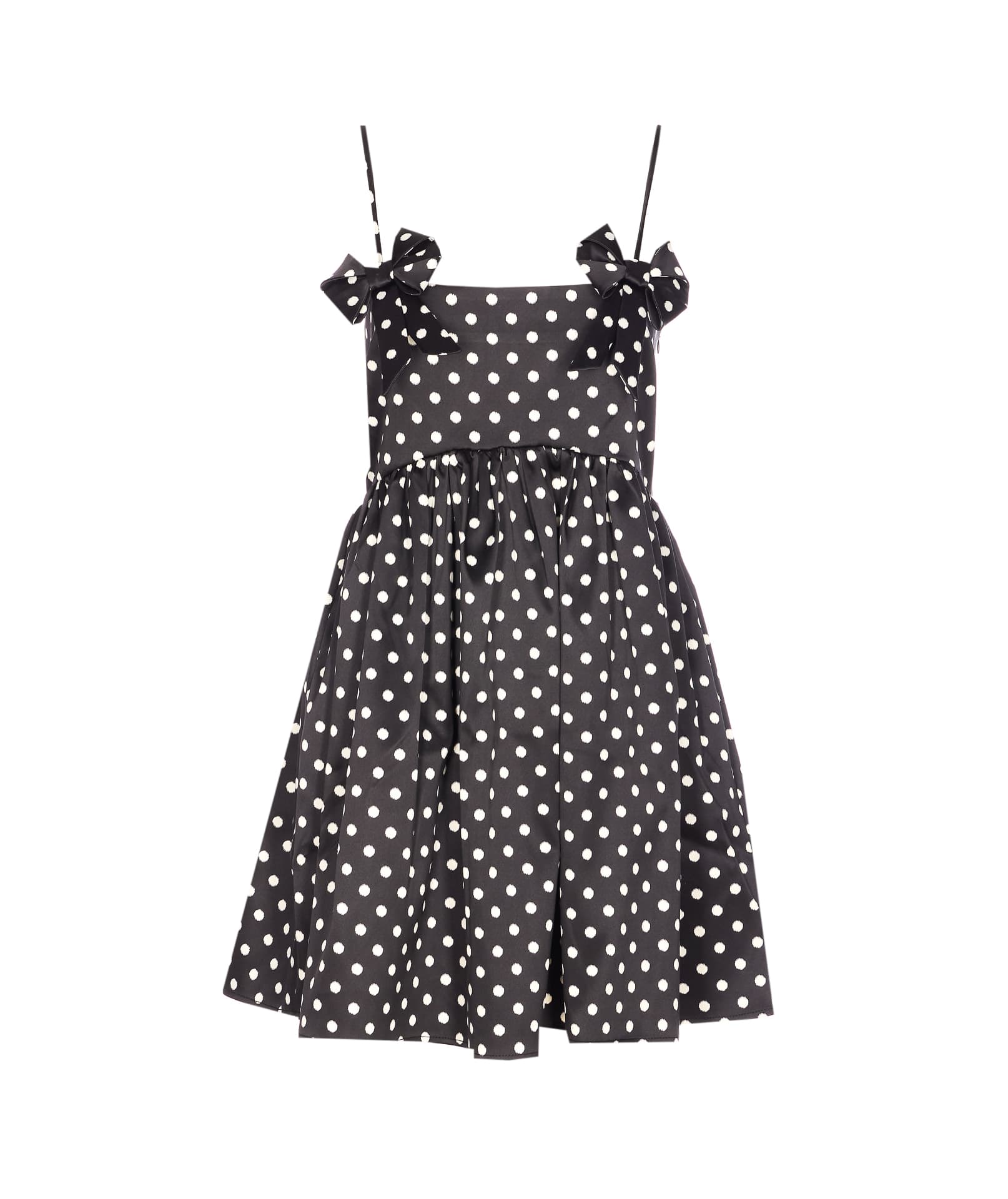 GANNI POLKA DOTS SATIN MINI DRESS