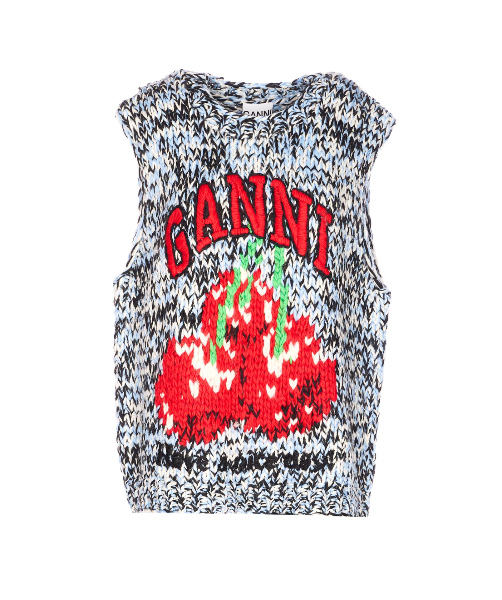 GANNI GRAPHIC CHERRY KNIT VEST