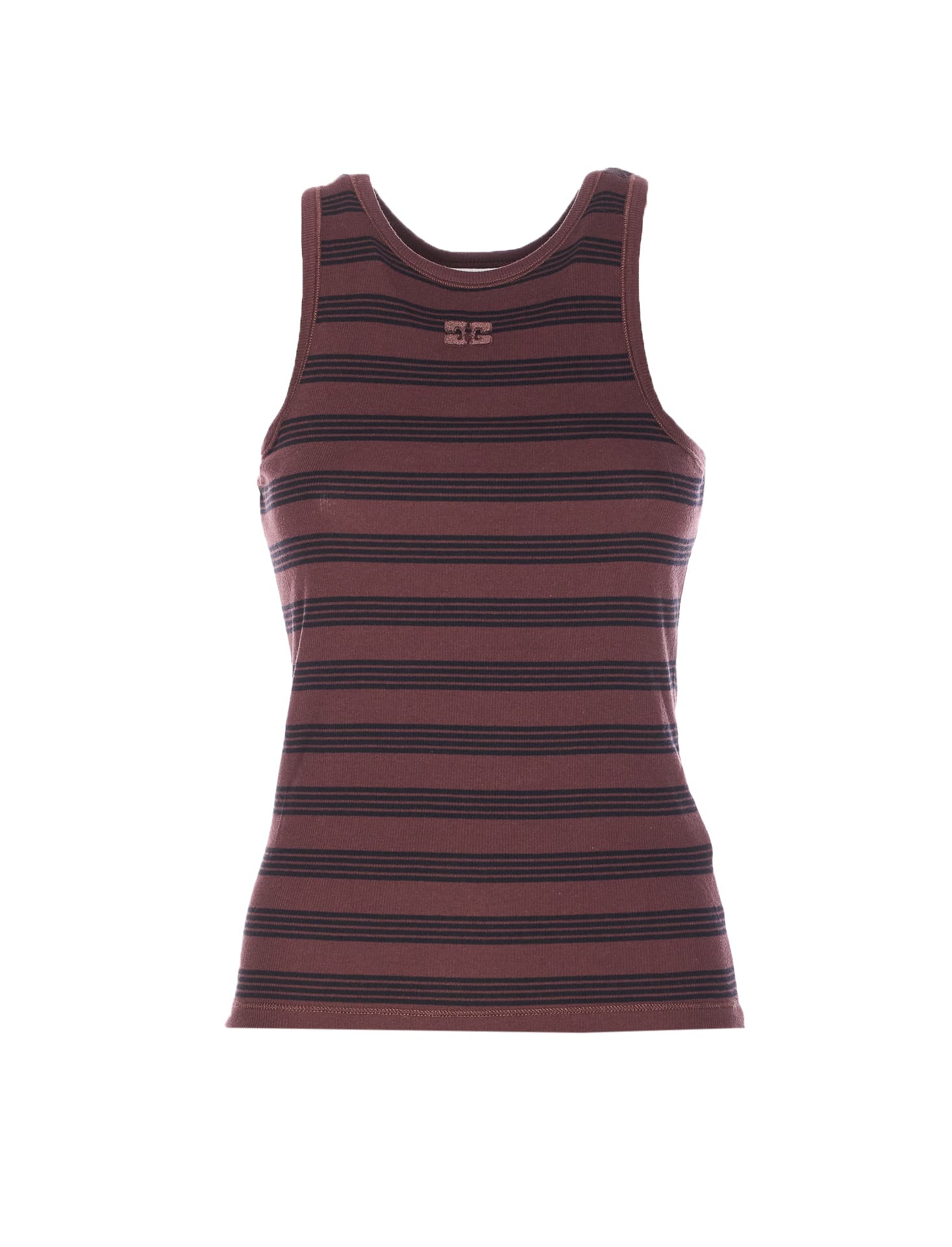GANNI STRIPE RIB TANK TOP
