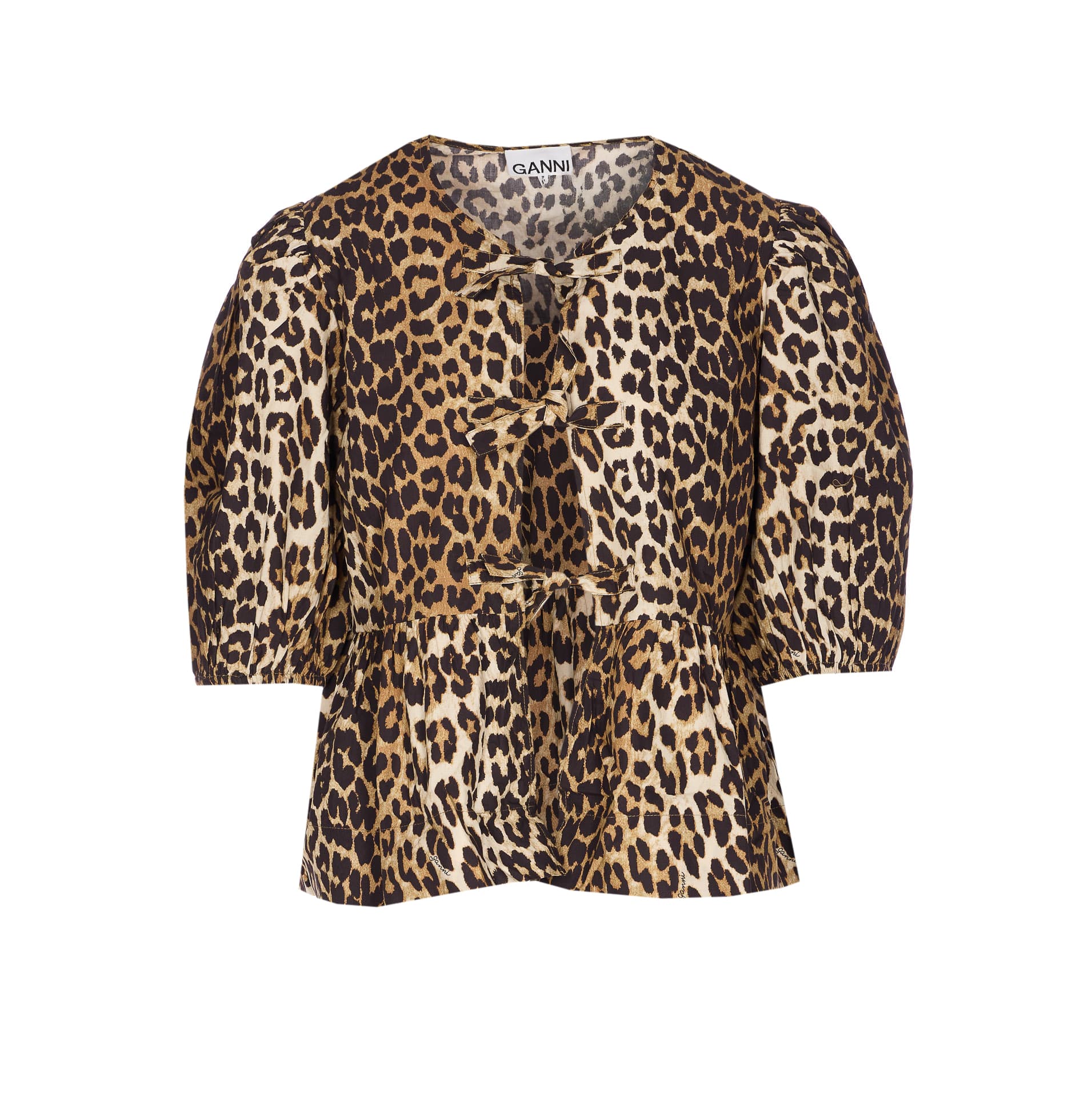 GANNI LEOPARD PEPLUM SHIRT
