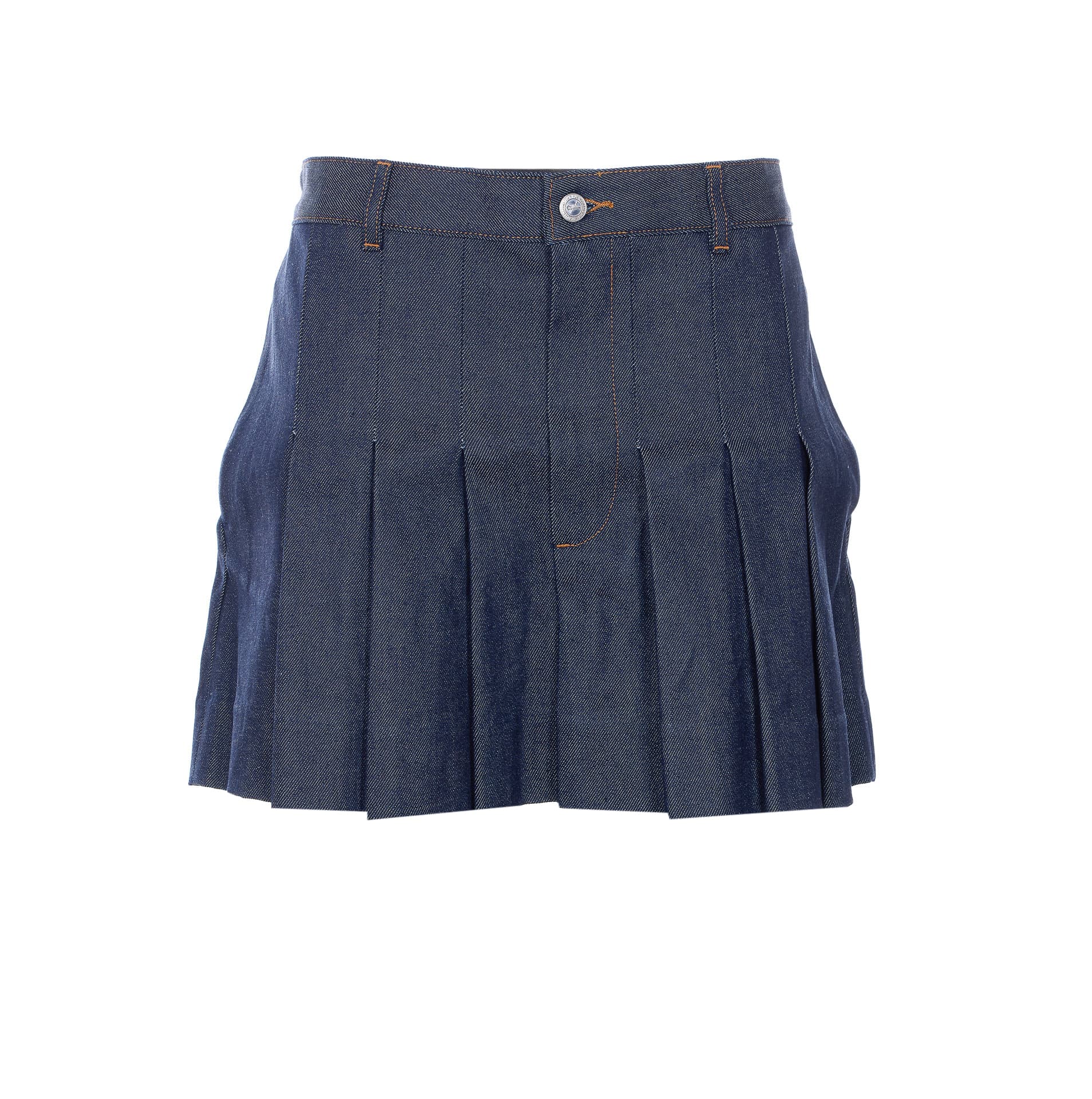 A.P.C. PLEATED MINI DENIM SKIRT