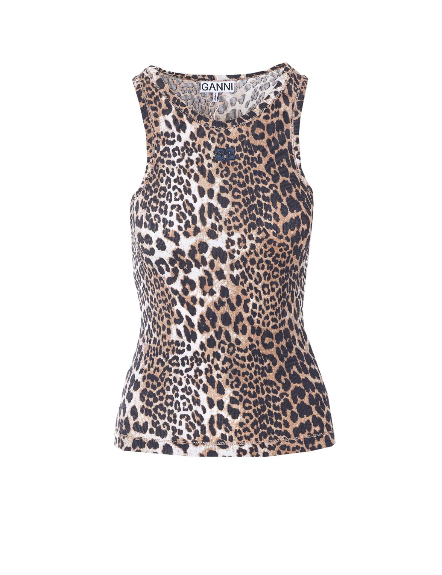 GANNI LEOPARD PRINT TANK TOP